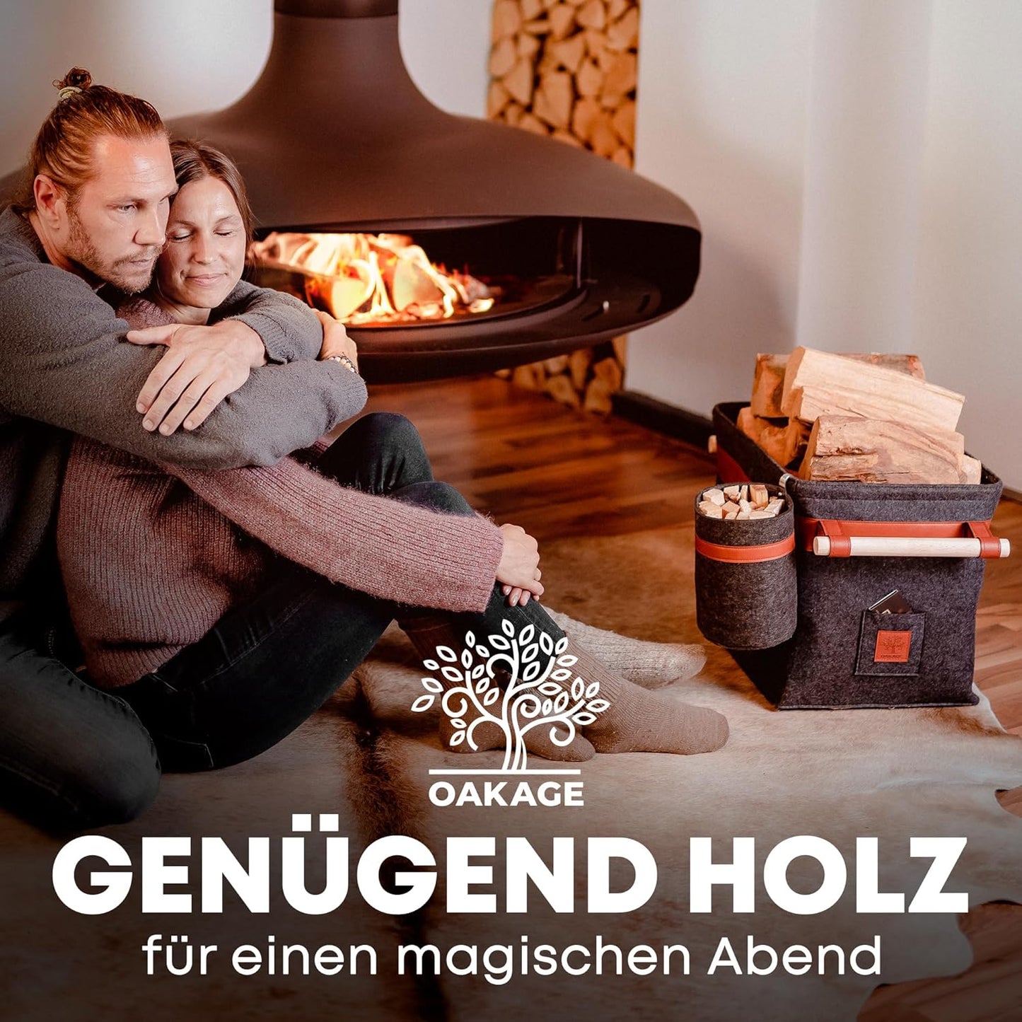 Holzkorb, Dunkelgrau Bundle