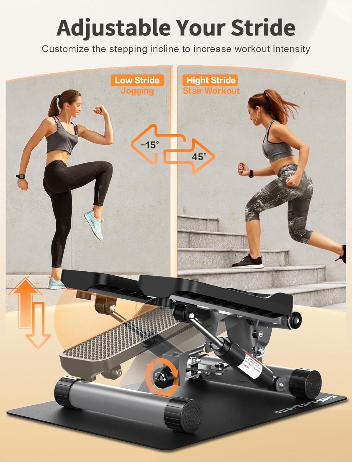 Exercise Stair Stepper mit Power Ropes und Matte, STEPPER WITH MAT