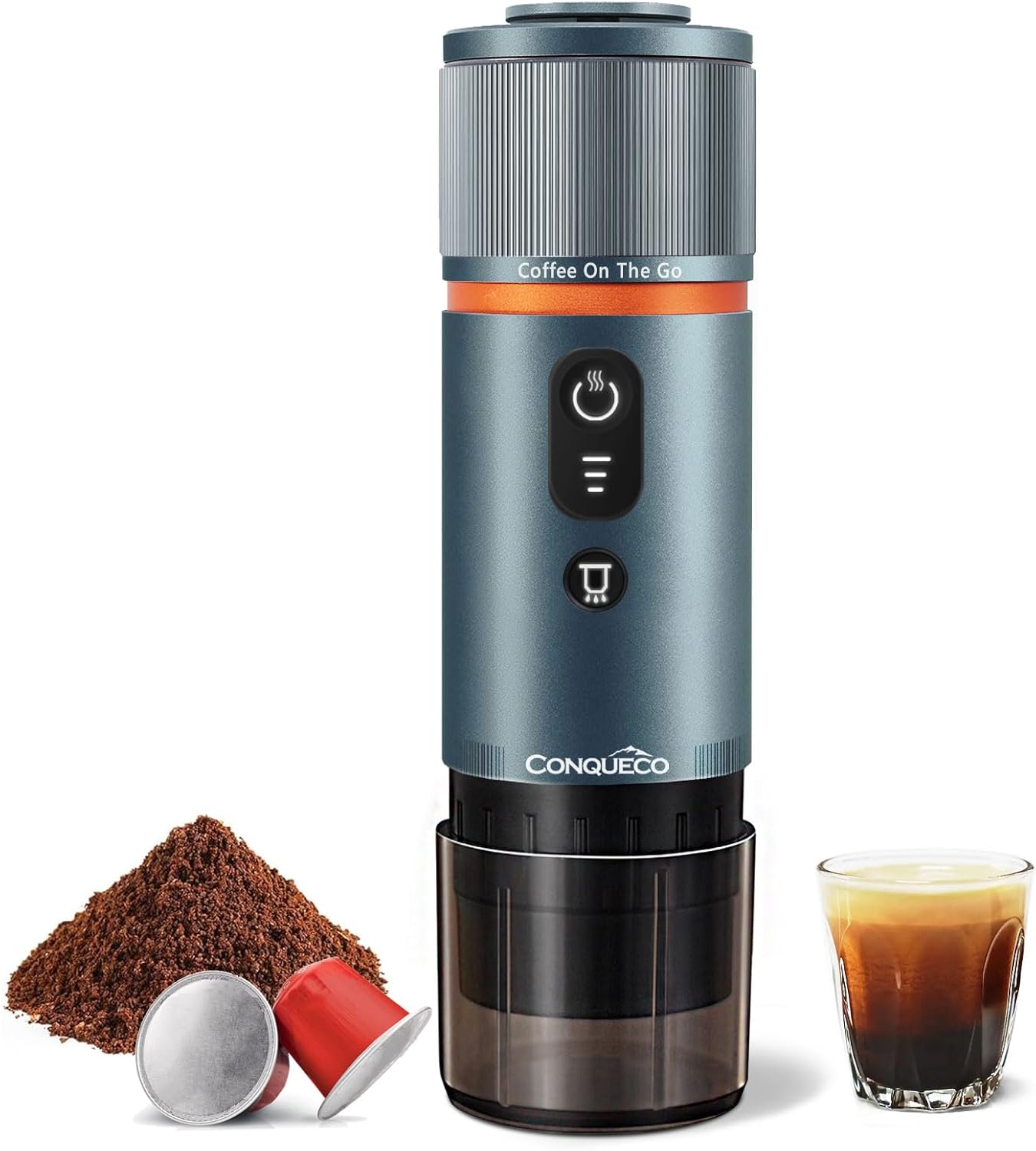 Tragbare Auto-Espressomaschine 12V für Camping, Rauchblau