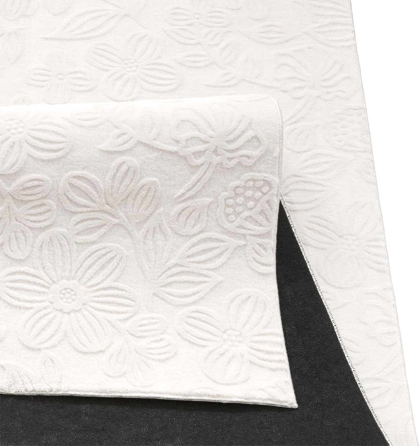 Rutschfeste Badematte, waschbar, Creme Floral 120 x 170 cm (Rechteckig)