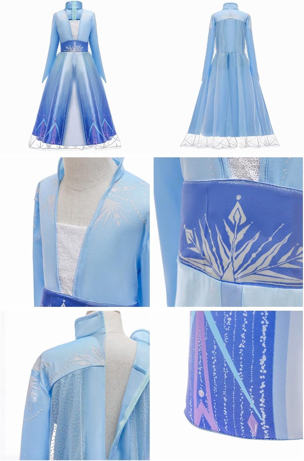Elsa Prinzessinnen-Kostümset mit Zubehör, 150 Blau