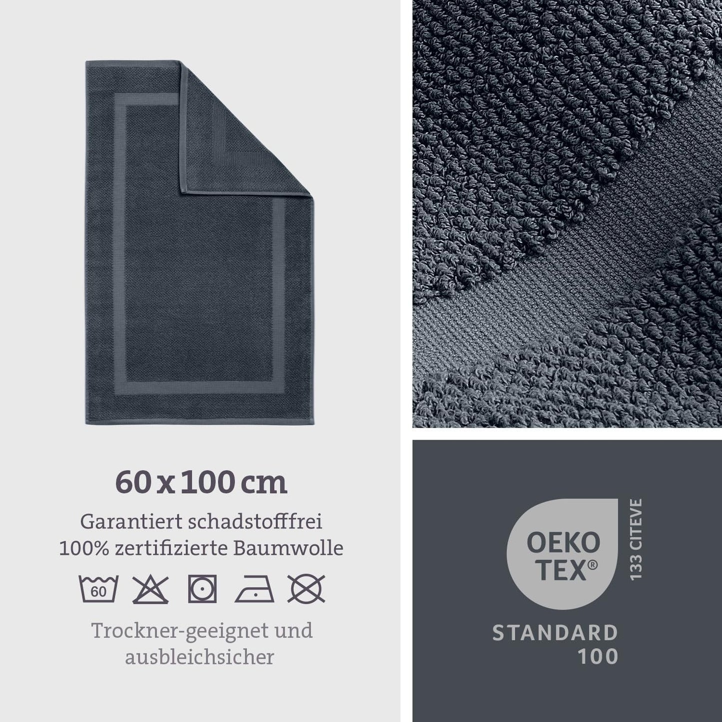 Badvorleger, 60 x 100 cm, 60 x 100 cm (Rechteckig) Anthrazit