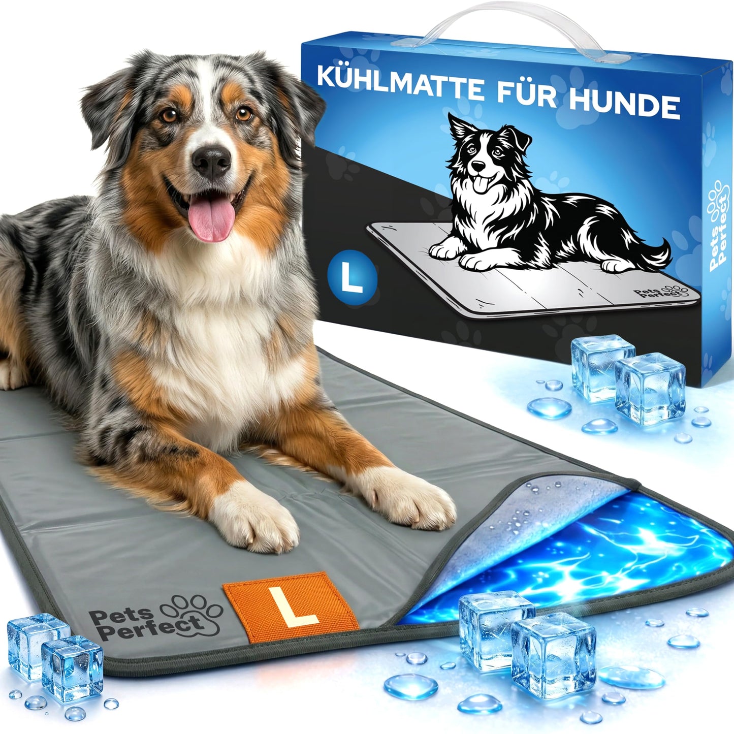 Selbstkühlende Hunde- und Katzen-Kühlmatte (90x50 cm), L 90 x B 50 x H 1 cm