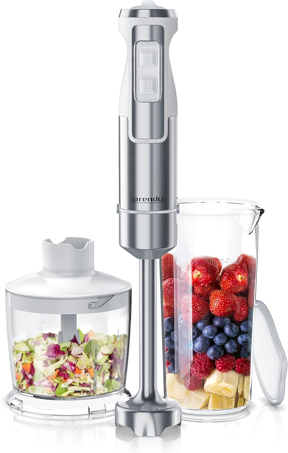Stabmixer Set Mano mit Turbotaste und Messbecher, B : Weiss