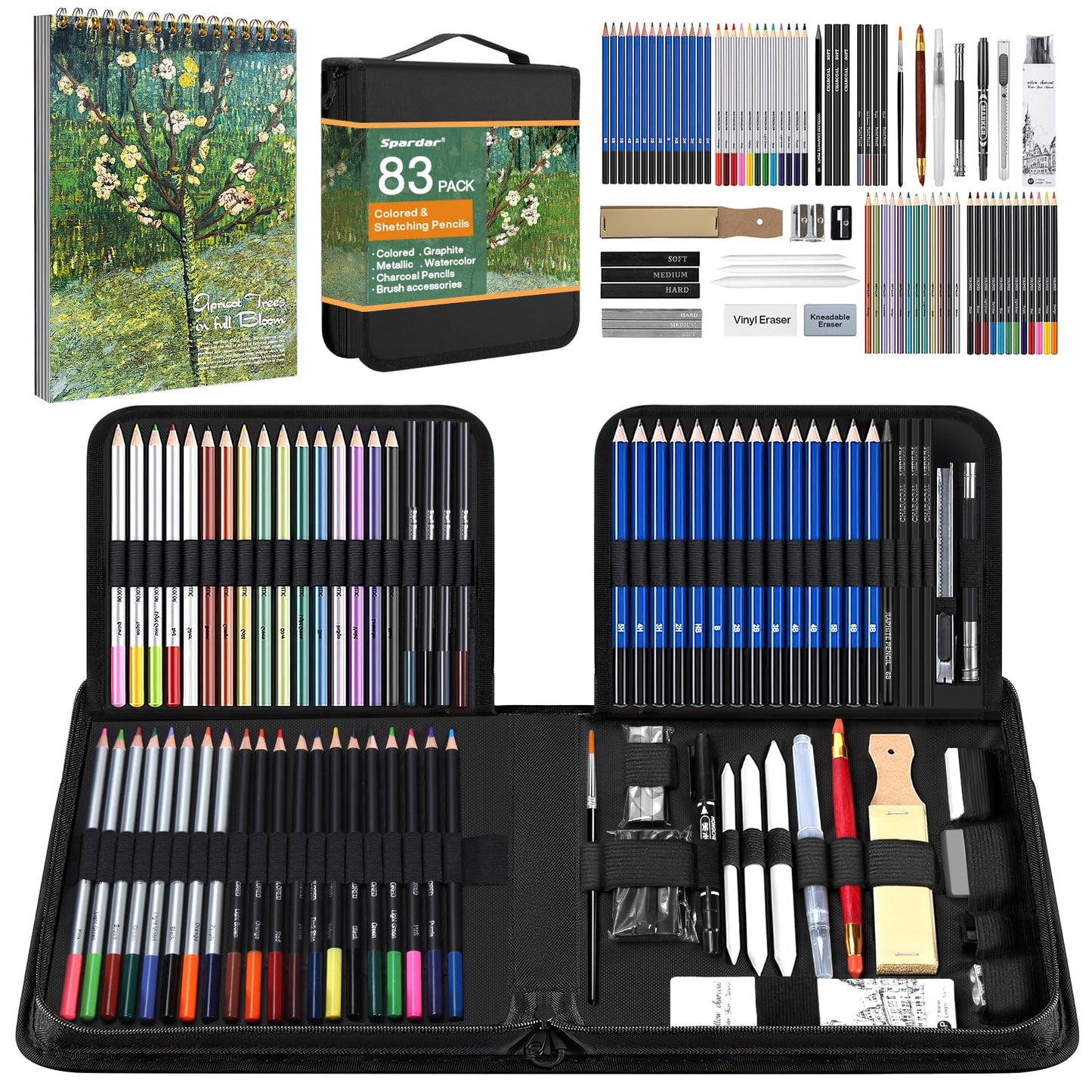83-teiliges Zeichenstifte-Set, Mehrfarbig