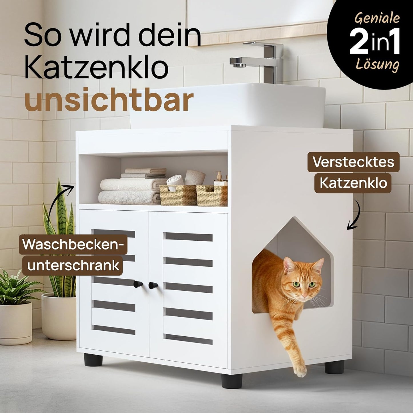 Katzenschrank für Katzenklo, Weiss