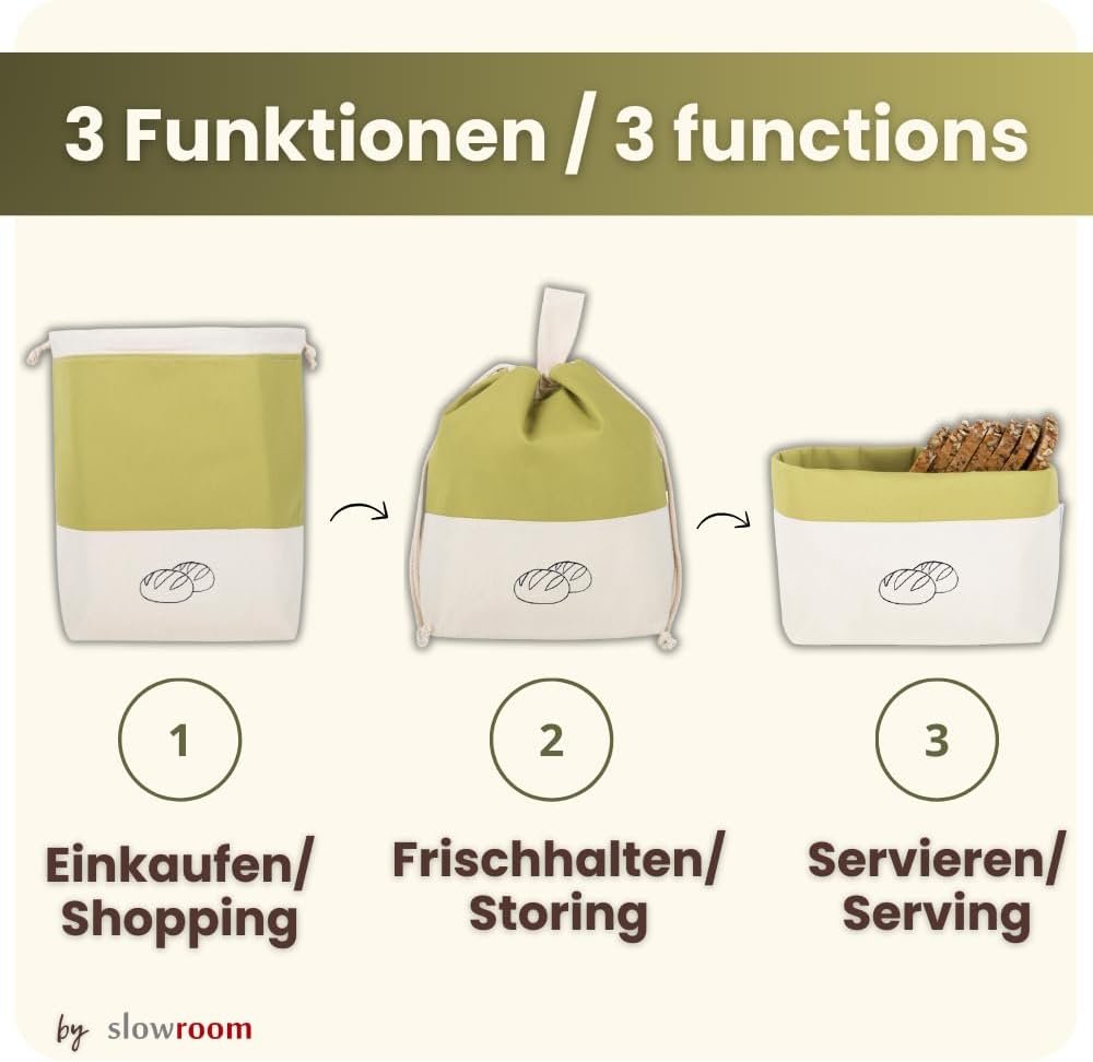3-in-1 Brotbeutel, 3 in 1 Olive
