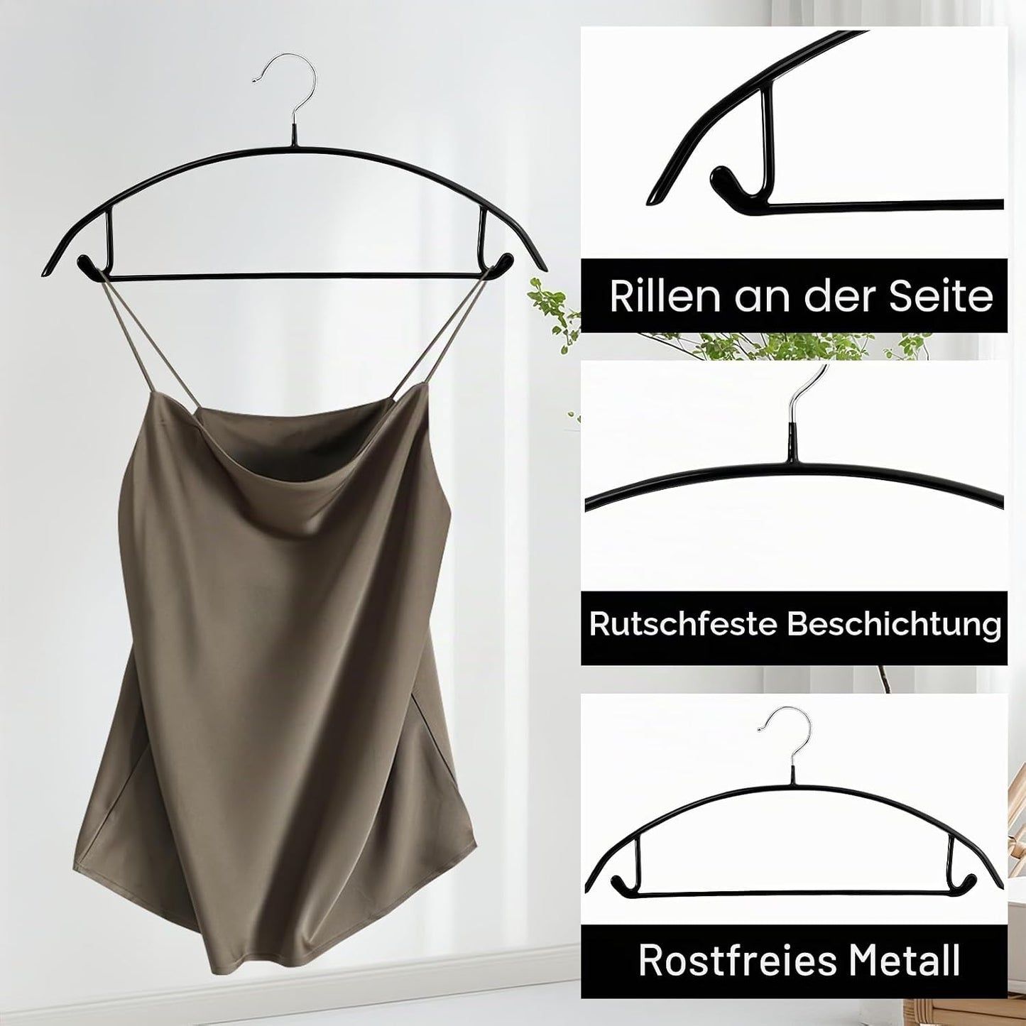 Metall-Kleiderbügel-Set mit rutschfester Beschichtung (20 Stück)