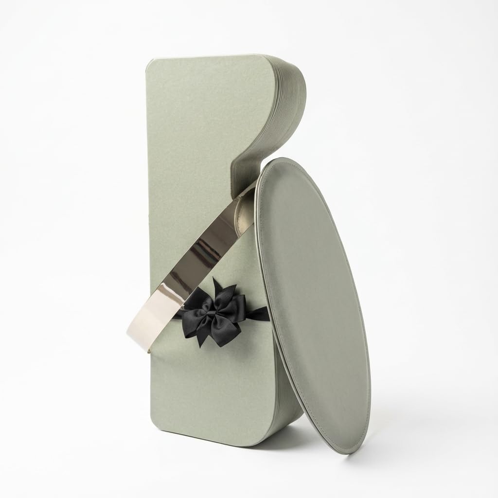 Papierhocker Papli Lux mit 180 Lamellen, Grau mit Silbernem Band