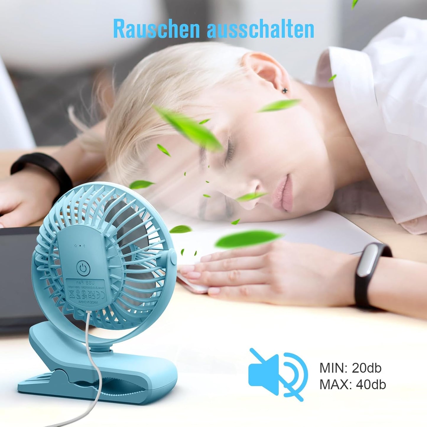 Mini Ventilator mit Clip, Blau