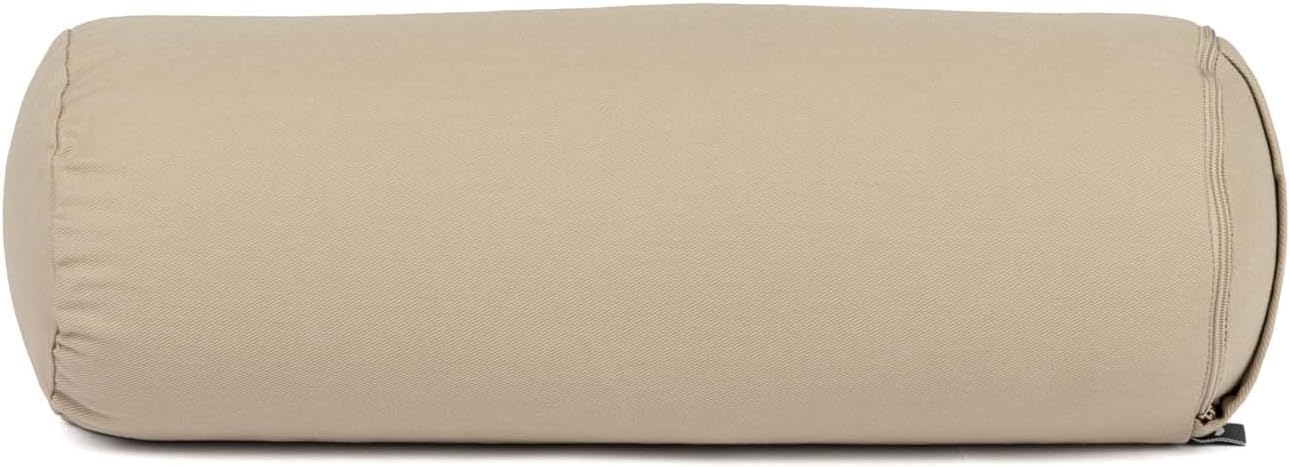 Mini Yogabolster mit Buchweizenfüllung und abnehmbarem Bezug, Light Taupe
