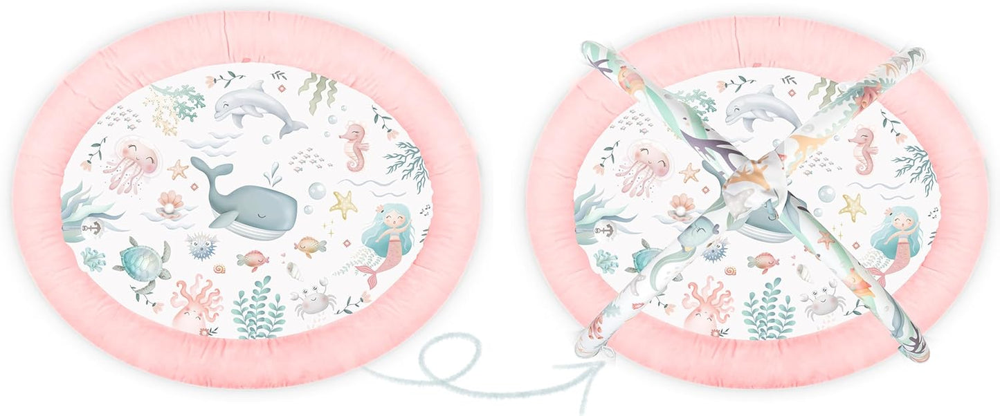 Baby Spieldecke mit Spielbogen und 7 Spielzeugen, Rosa - 56 Cm