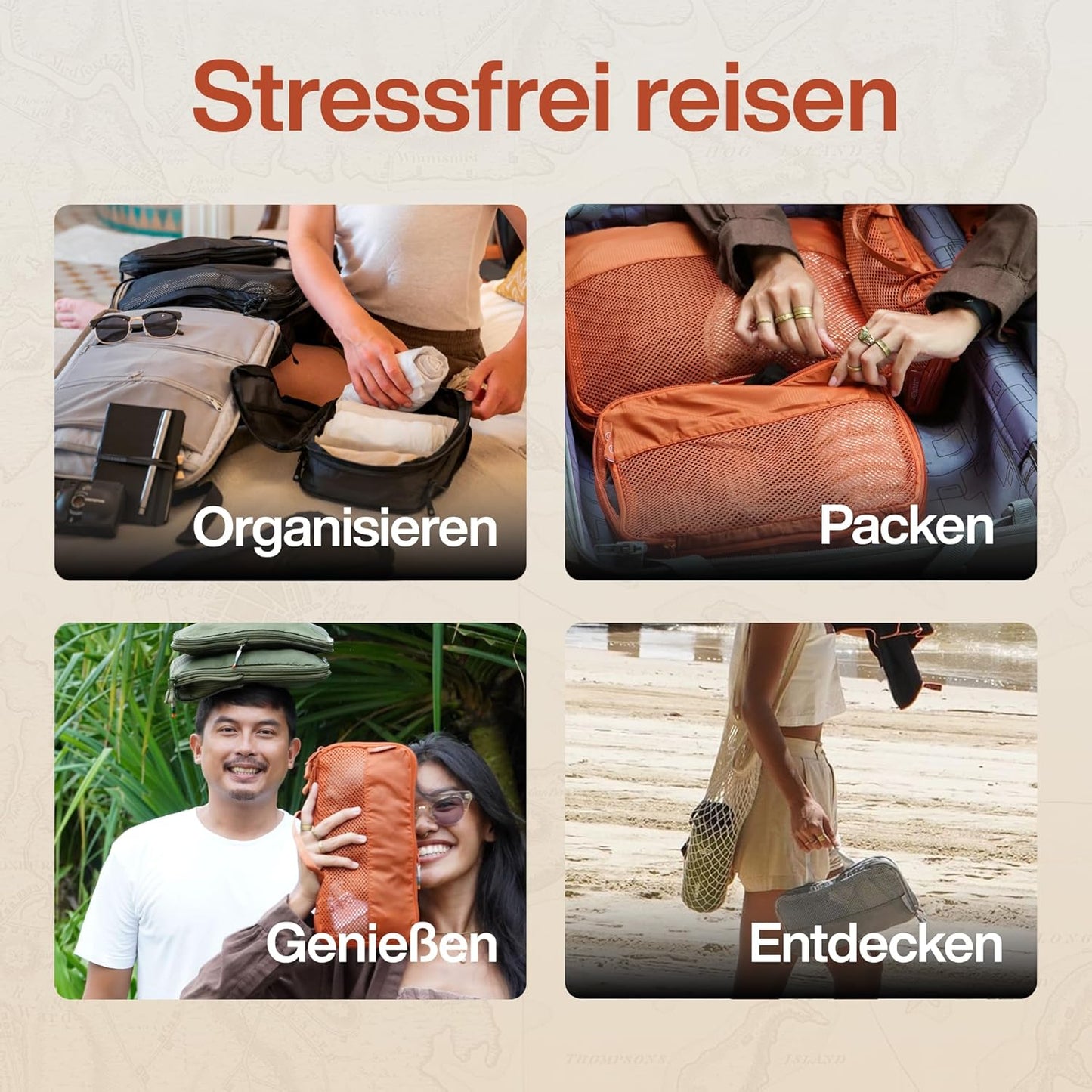 7-teiliges Packwürfel-Set, Burnt Orange 7-teiliges Set