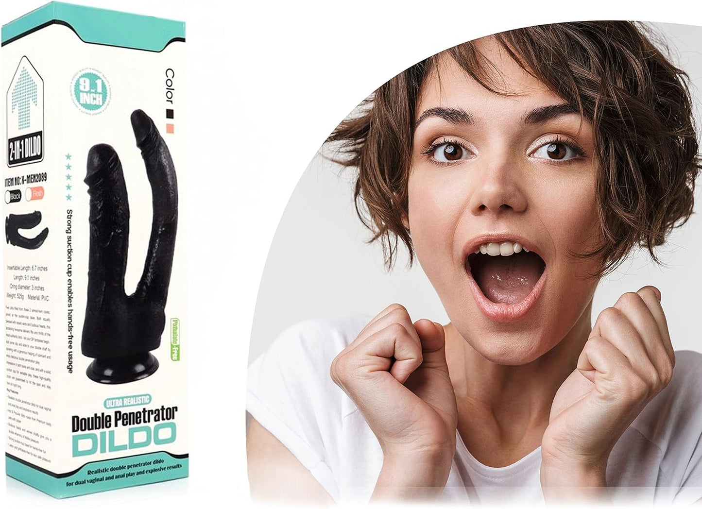 Realistischer Doppeldildo mit Saugnapf, 510g