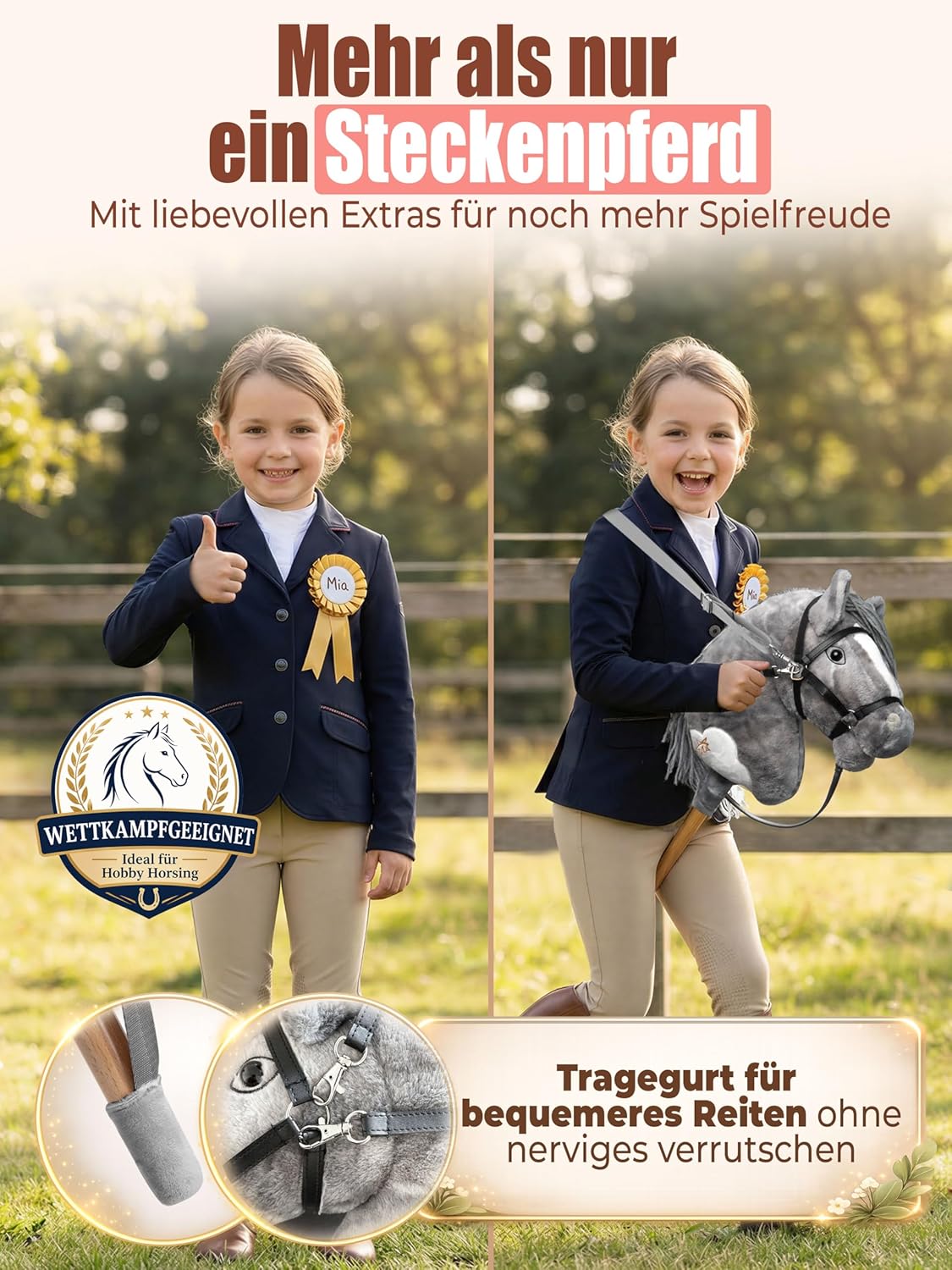 Hobby Horse Steckenpferd, Grau & Weiss