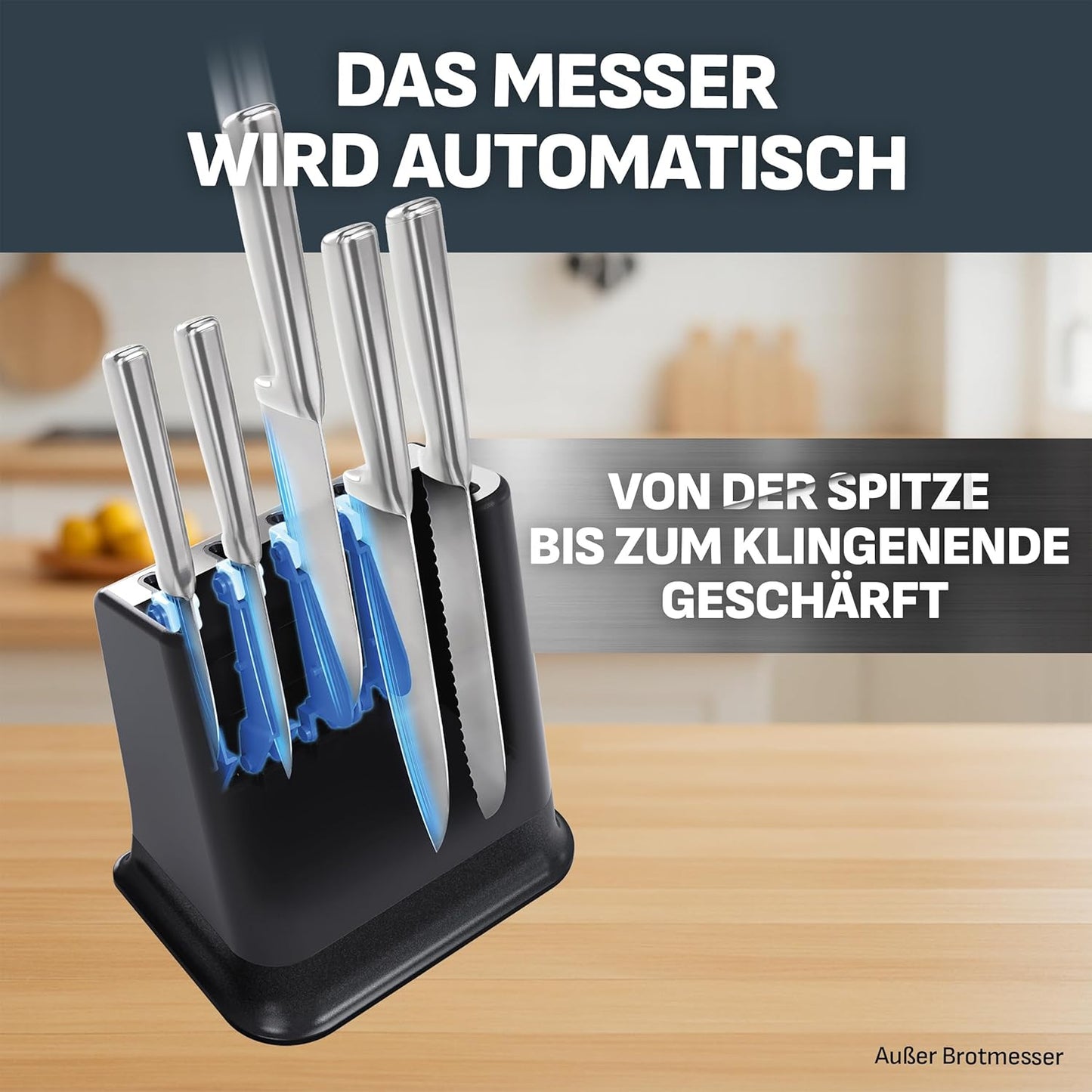EverSharp Pro Messer-Set mit Schärfblock, 5-tlg. Messerblock Schwarz