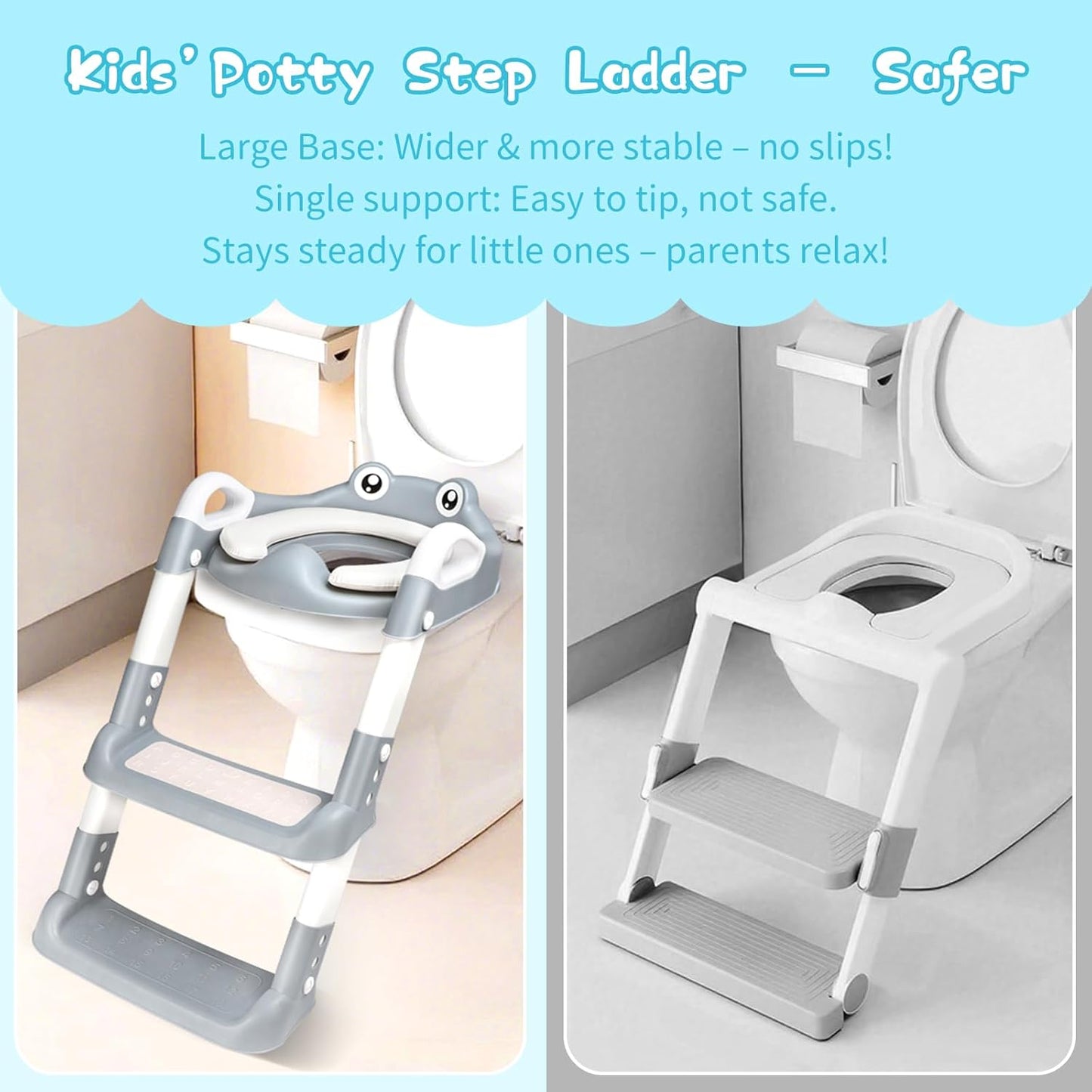 Toilettentrainer mit Treppe für Kinder, Grau
