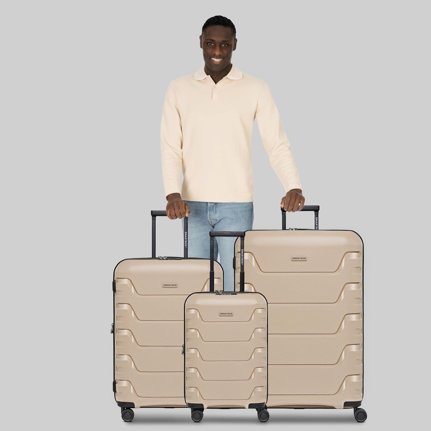 Edition 01 4 Rollen Kofferset 3-teilig mit Dehnfalte, Beige Kofferset (3-teilig) erweiterbar