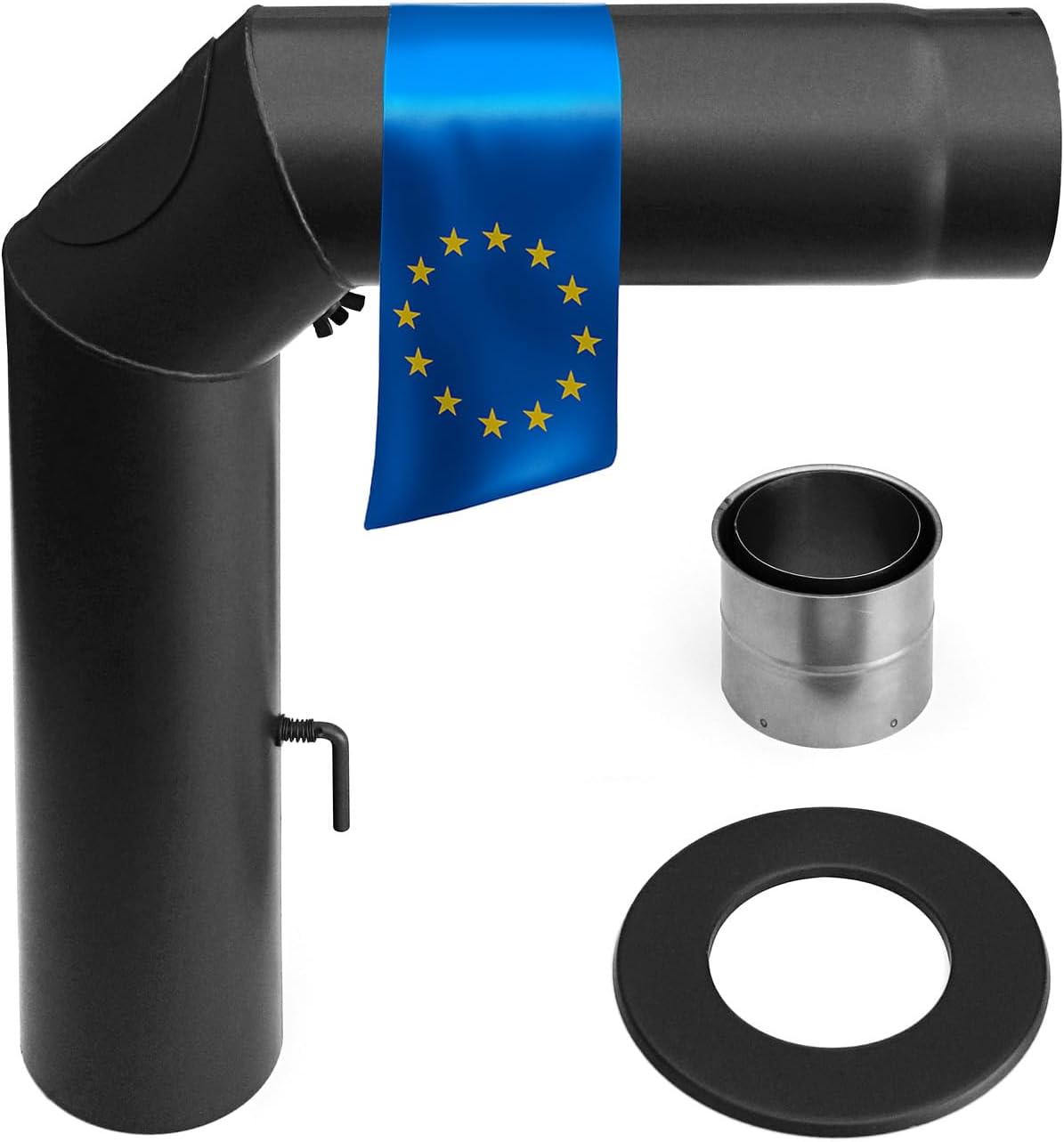 3-teiliges Ofenrohr Set, Schwarz