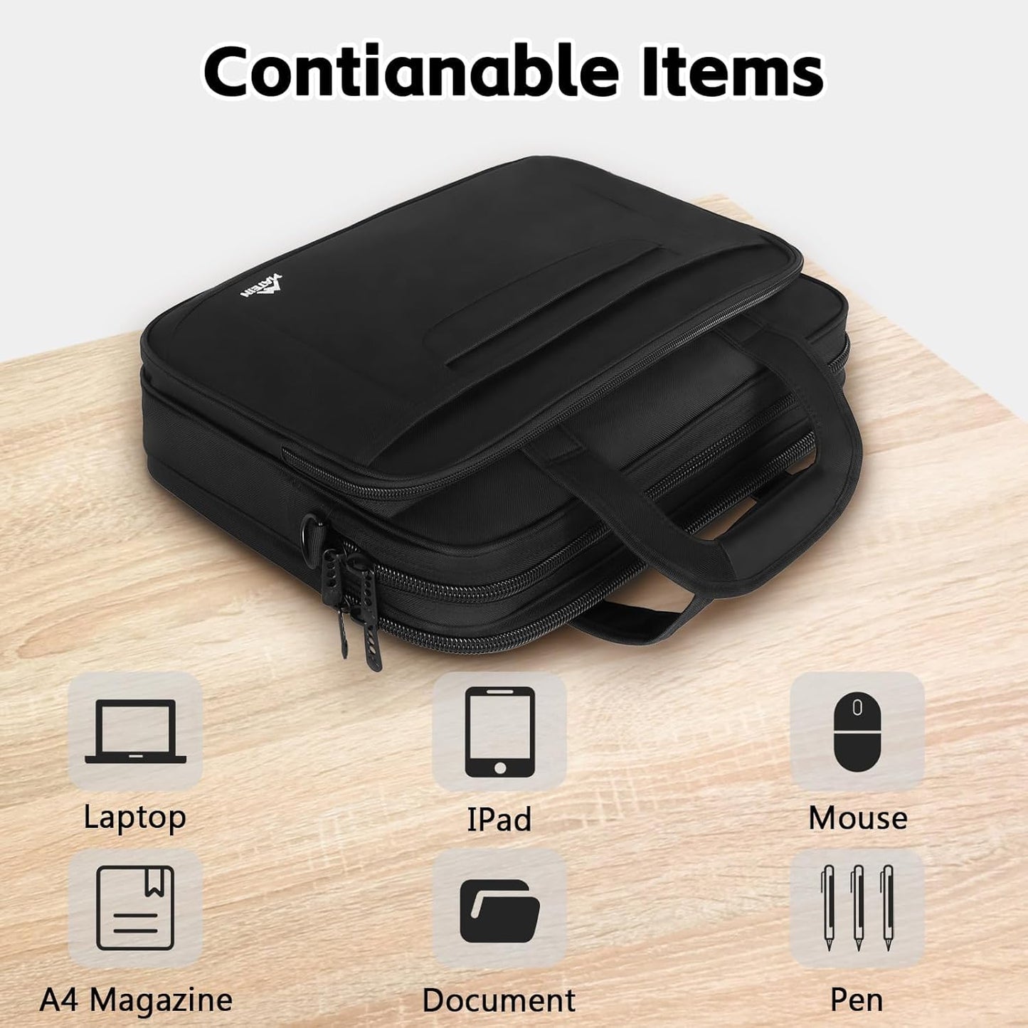 Laptoptasche 15,6 Zoll Aktentasche für Notebook, 15.6 Zoll Schwarz