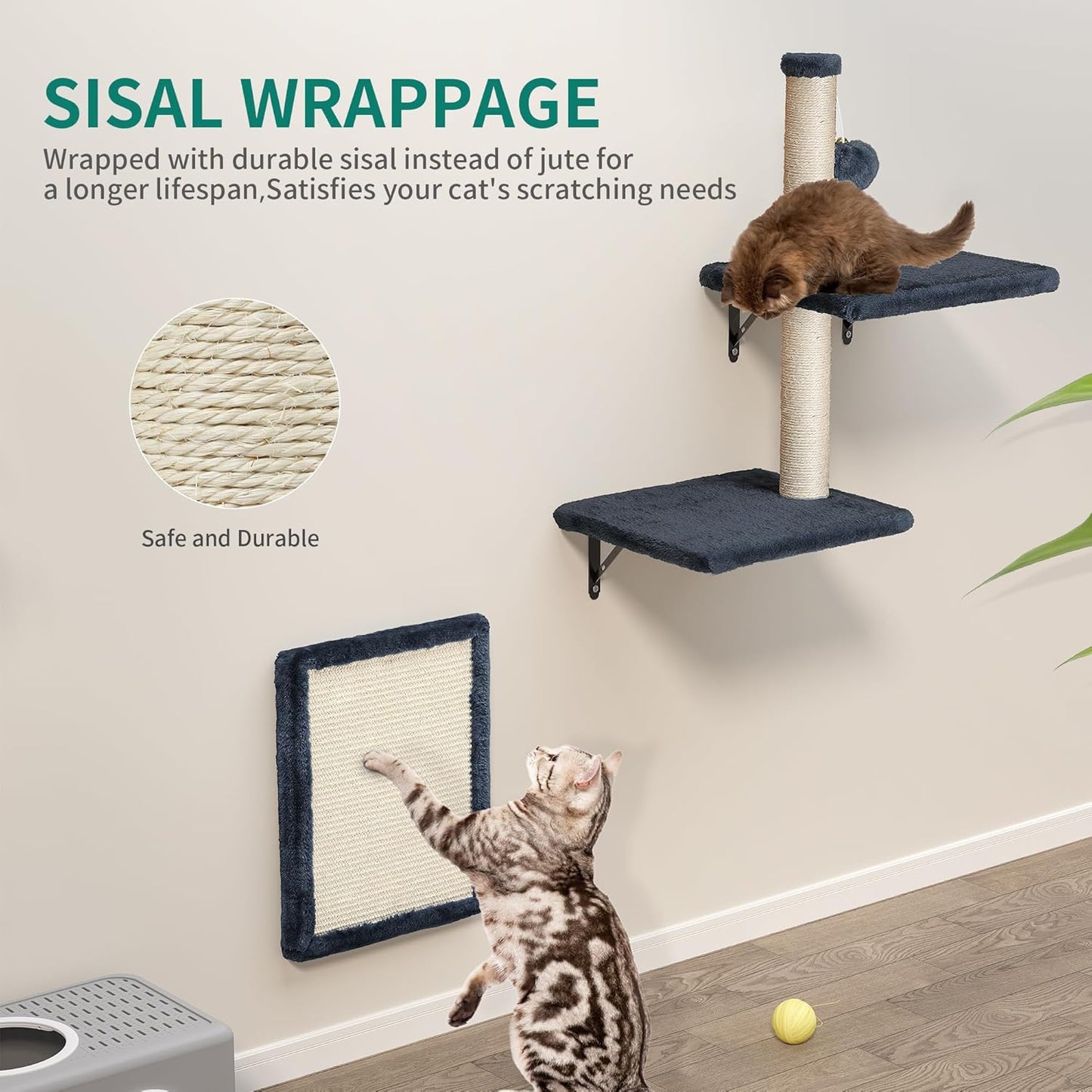 8-teiliges Katzenkletterwand-Set mit Kratzbäumen, dunkelgrau 8 PCS