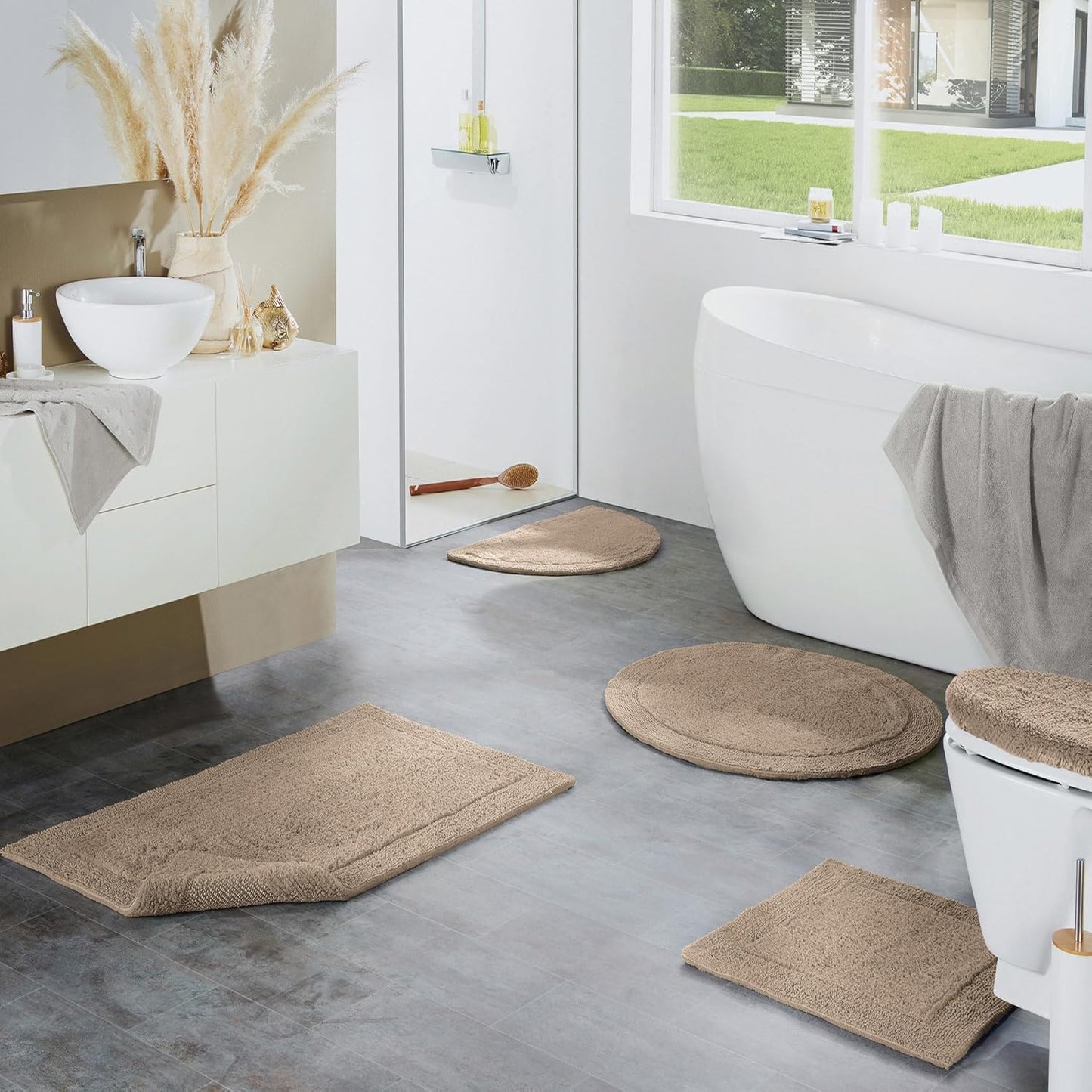 Badematte Stuttgart, Taupe Badteppich - 60x100 cm