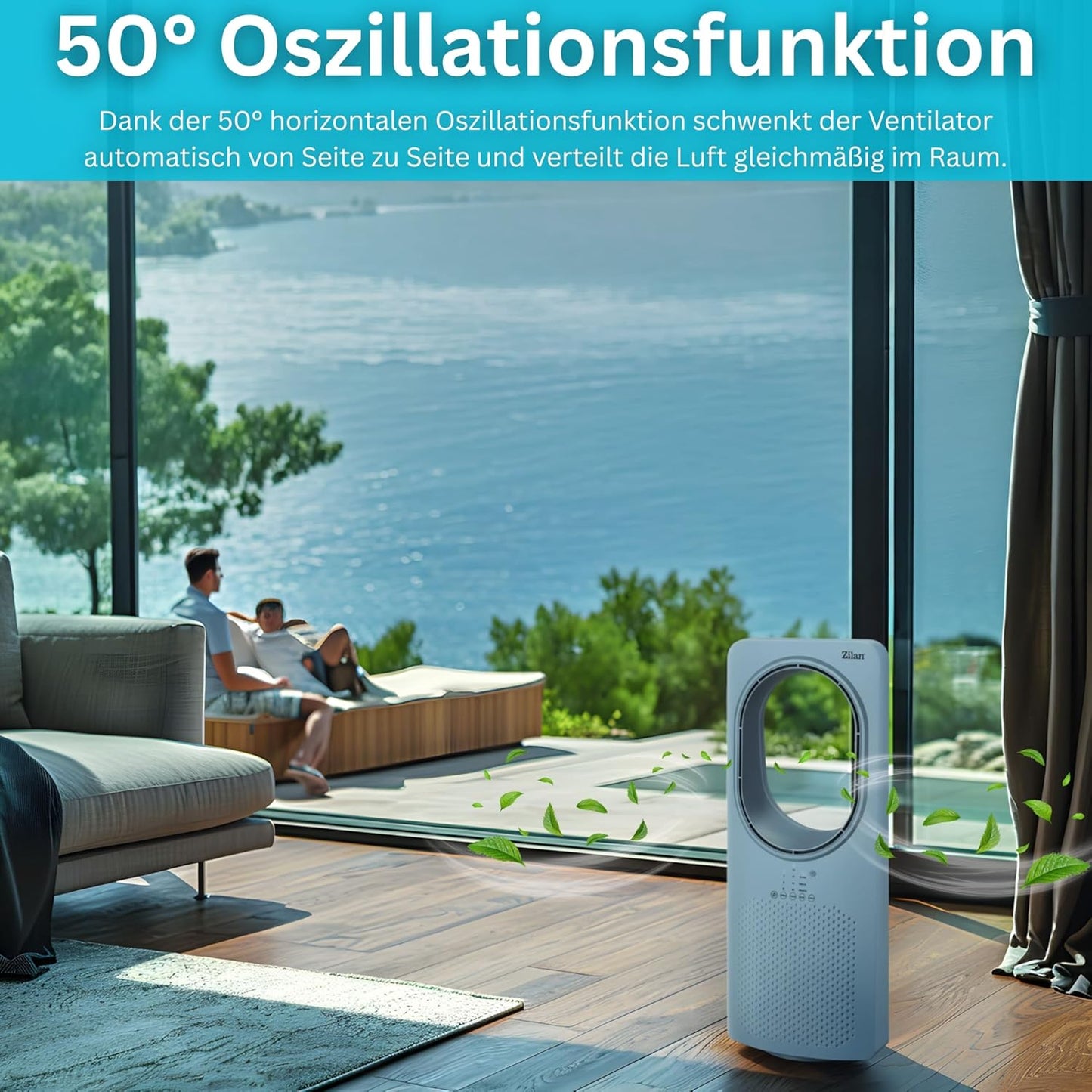 Turmventilator mit Fernbedienung und Kühlung