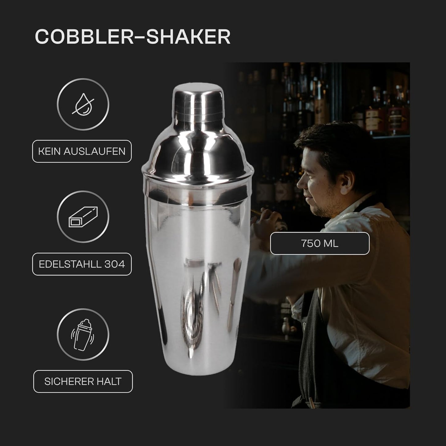 12-teiliges Cocktail Shaker Set mit Bambusständer