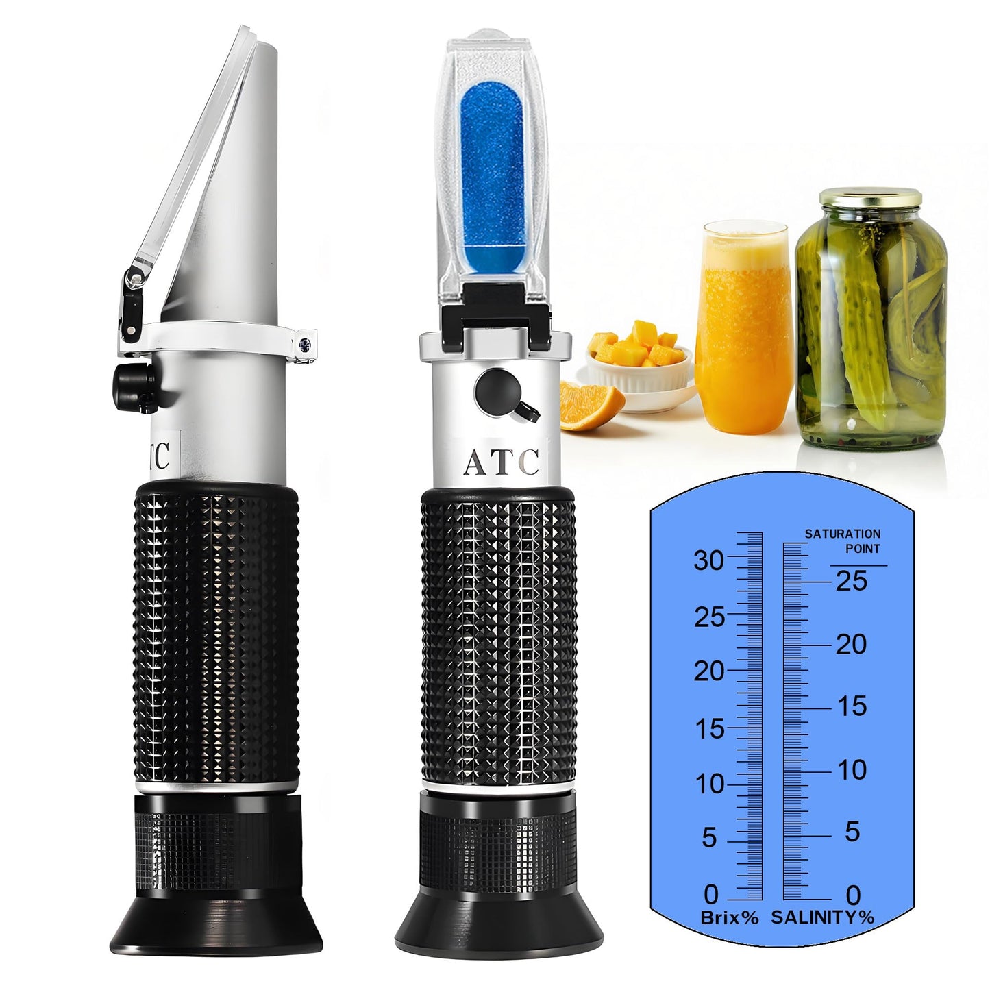 2-in-1 Refraktometer für Brix- und Salzgehaltmessung, Brix Salzgehaltsmesser (Brix und Salzgehalt)