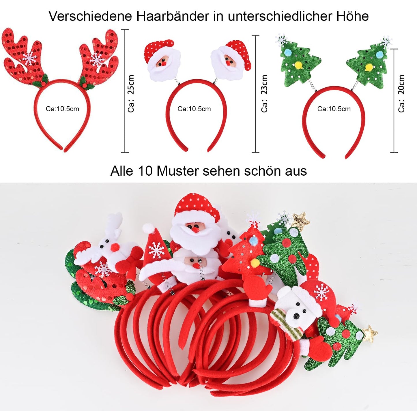 10-teiliges Weihnachts-Haarreif-Set