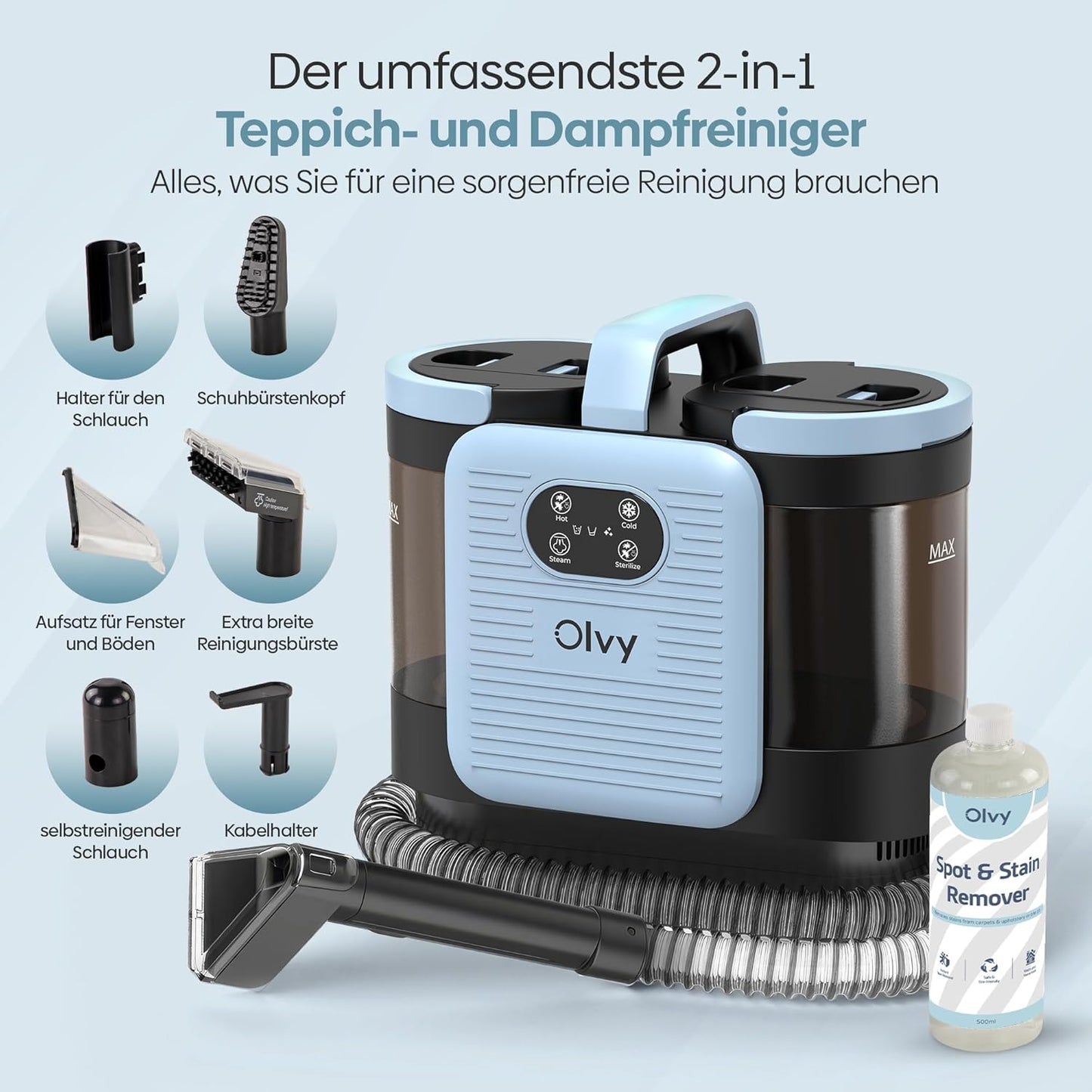 Teppichreiniger mit Zubehör, Black/Blue