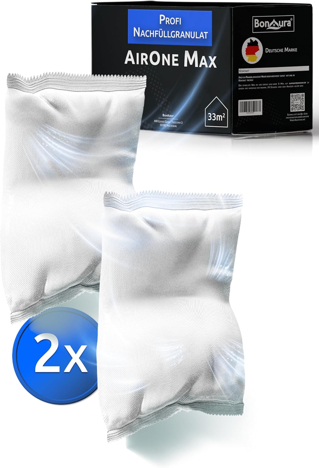 AirOne Max Luftentfeuchter Nachfüllpack-Set, 2 x 980g Granulat, 2 X Granulat Nachfüllpack