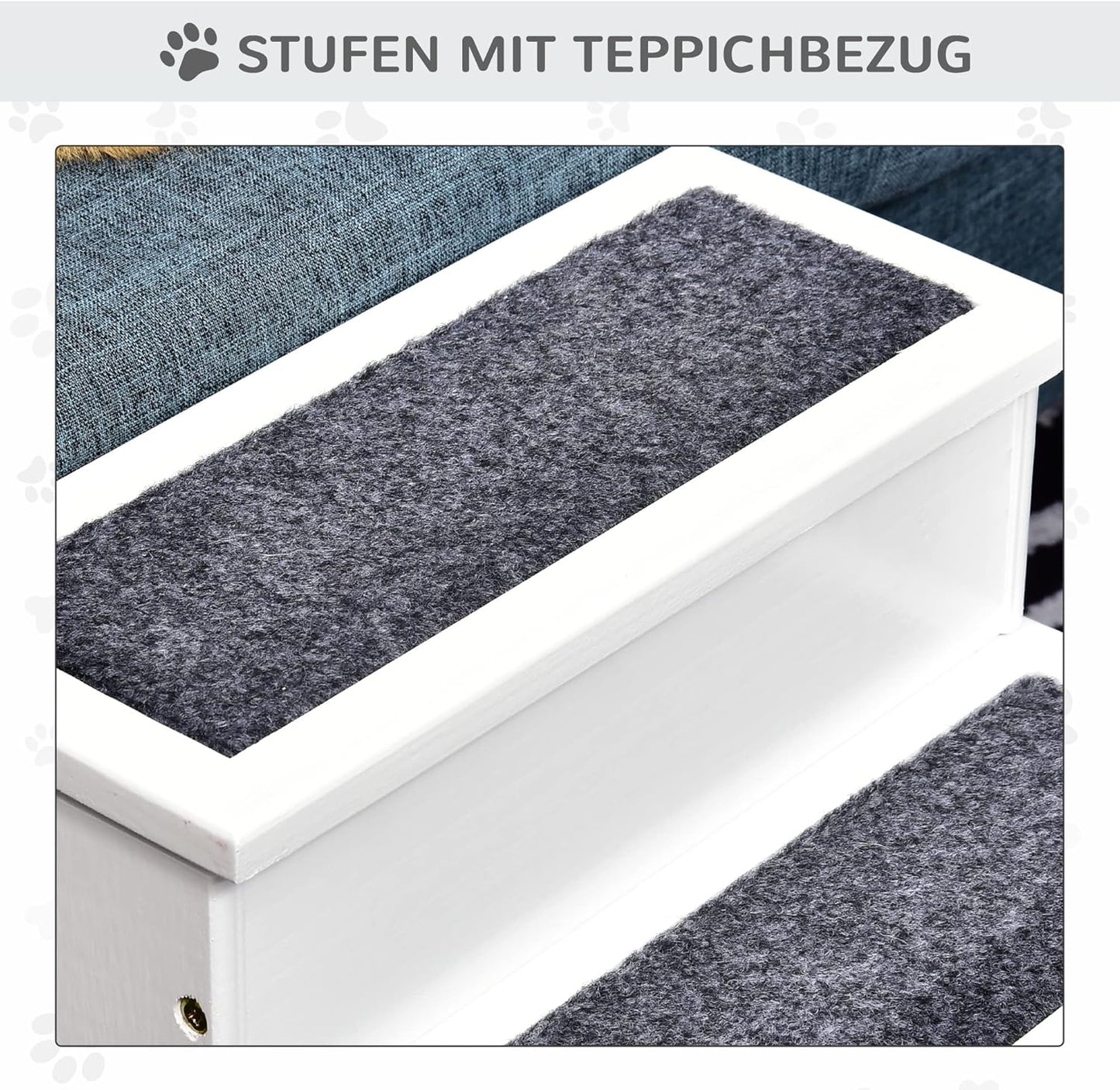 Haustiertreppe mit 3 Stufen, Weiß