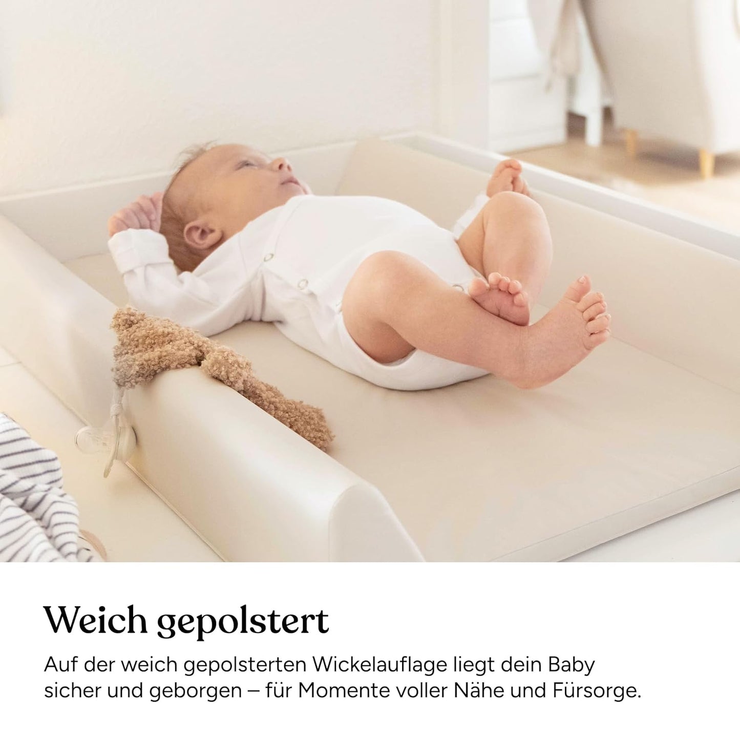 Abwaschbare Wickelauflage mit Keil, Beige 50 x 70 cm