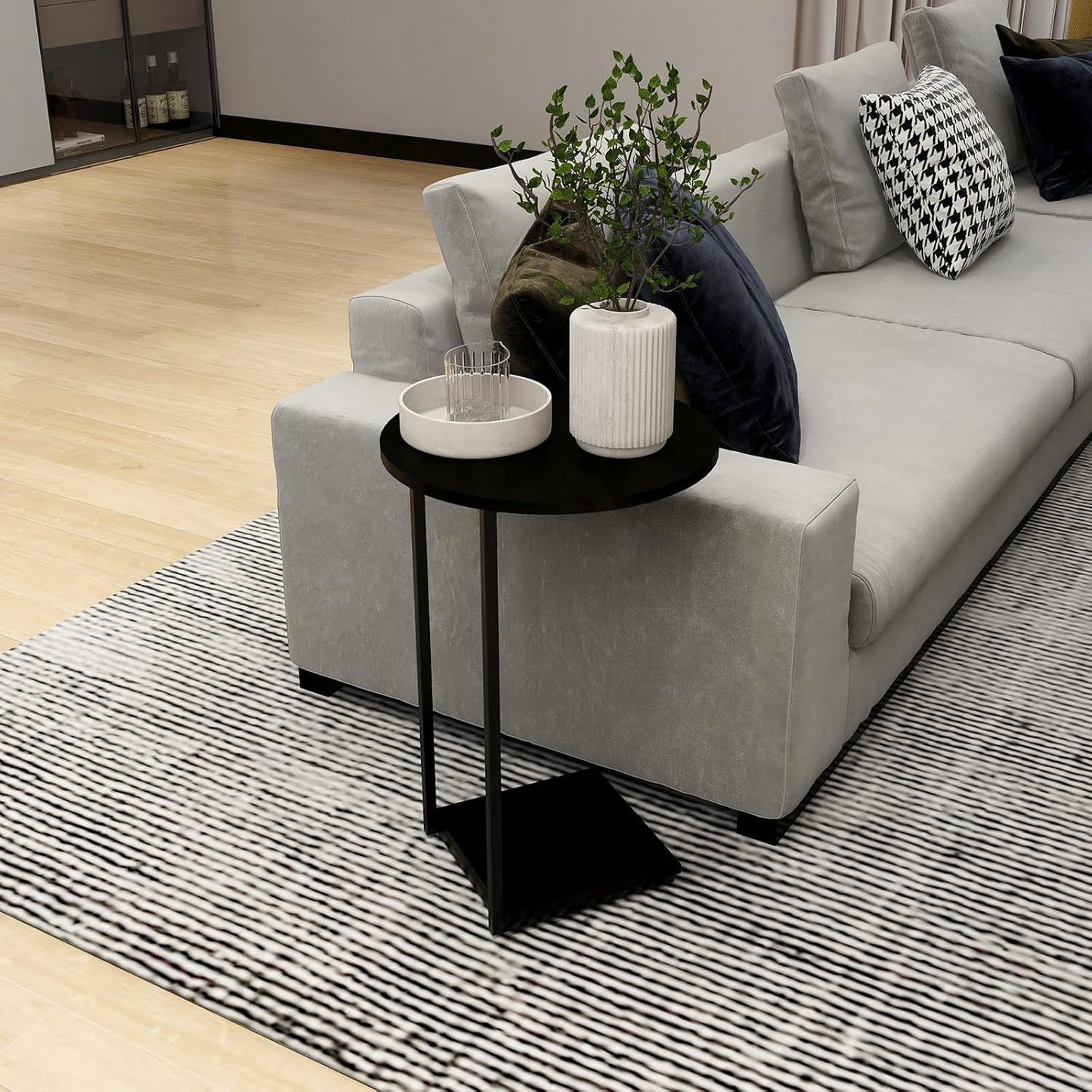 C-förmiger Beistelltisch im 2er-Set, Schwarz 40cm*40*60cm(2er Set)