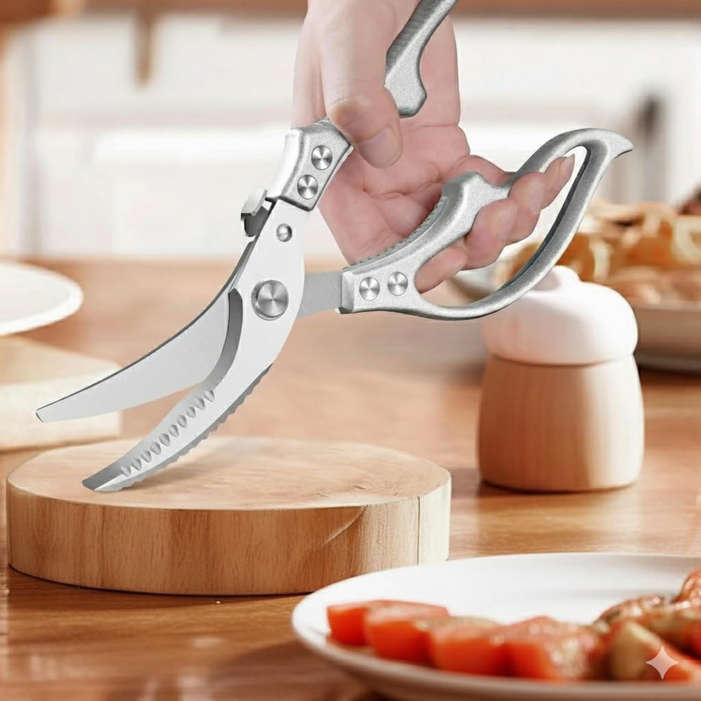 Geflügelschere mit Sicherheitsverschluss, Silber