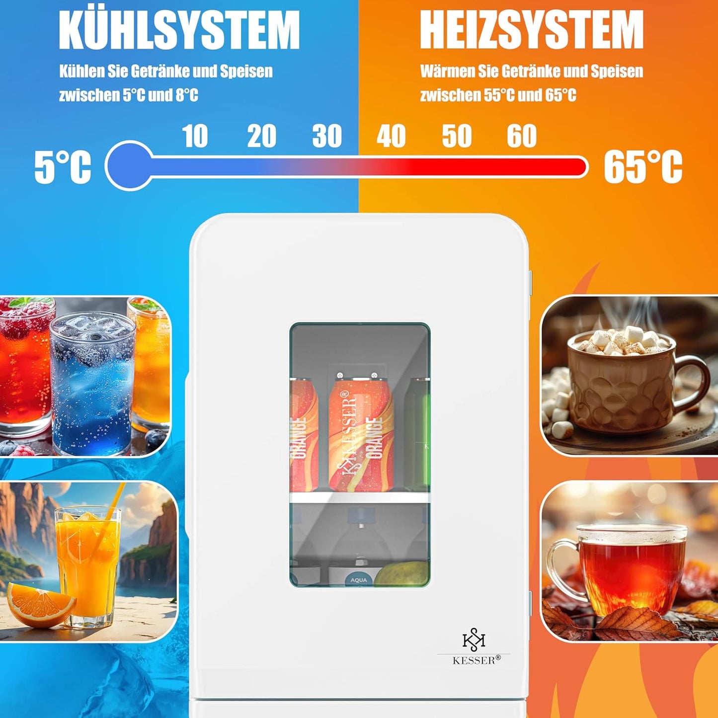 2in1 Mini Kühlschrank mit Kühl- und Heizfunktion, 15L Weiss
