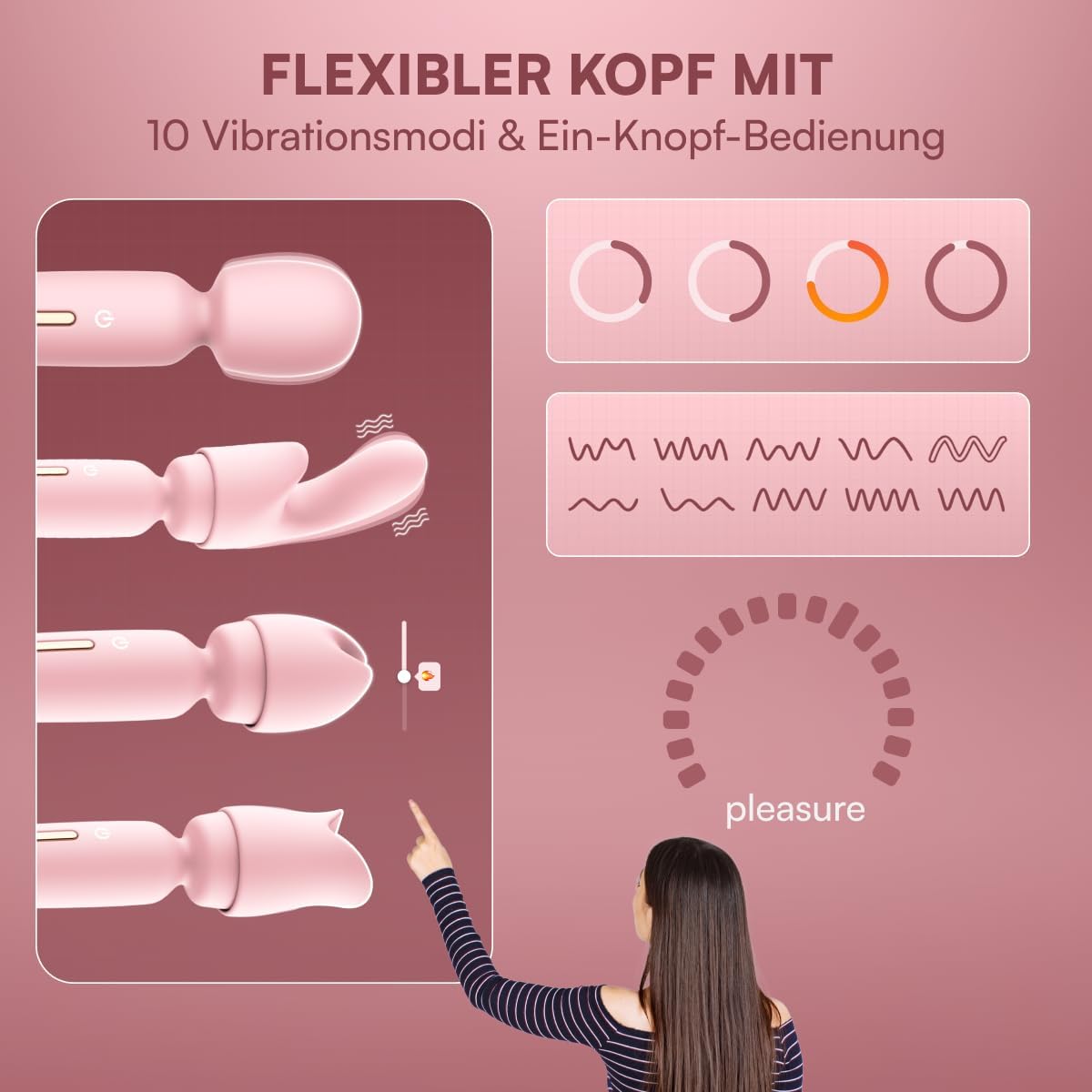 Starker Klitoris-Stimulator Massagestab für Frauen, Pink
