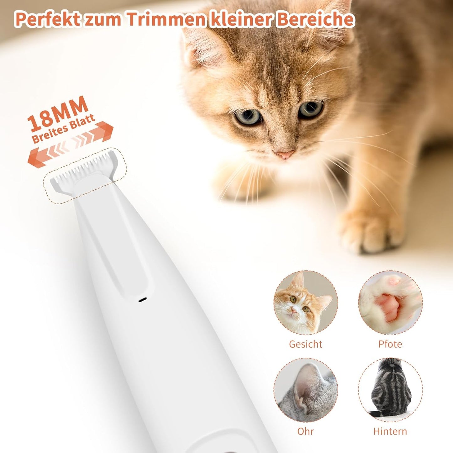 PawTrim Pro Pfotentrimmer superleise und wiederaufladbar, Weiss