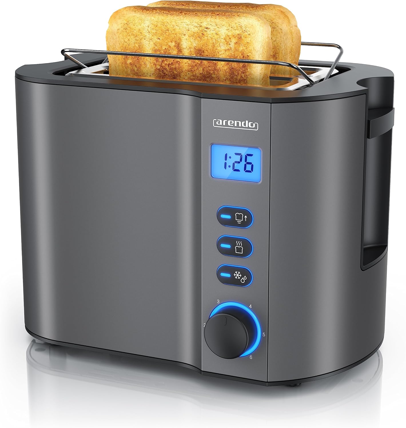 Toaster Manha Compact mit Restzeitanzeige und 6 Bräunungsgraden, B: Cool Grey