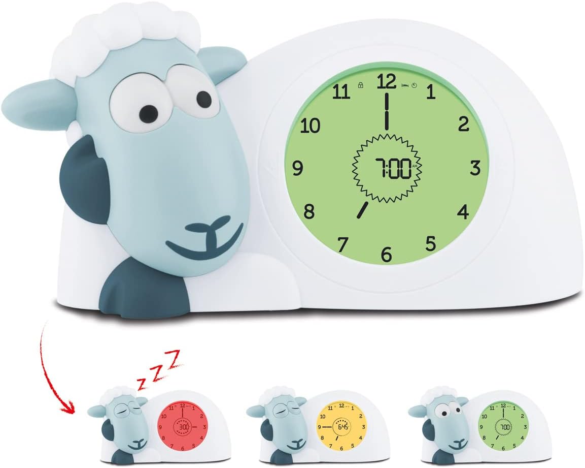 Sam The Lamb Schlafcoach Uhr und Nachtlicht für Kinder, Blau