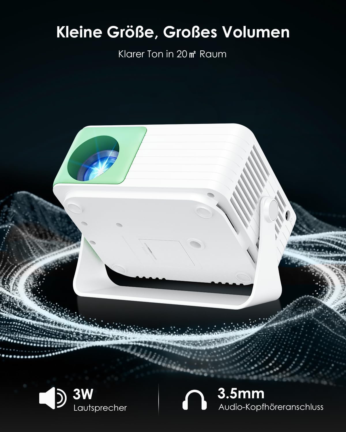 Y3 Mini-Projektor mit 180° Drehung & Auto-Keystone, Grün