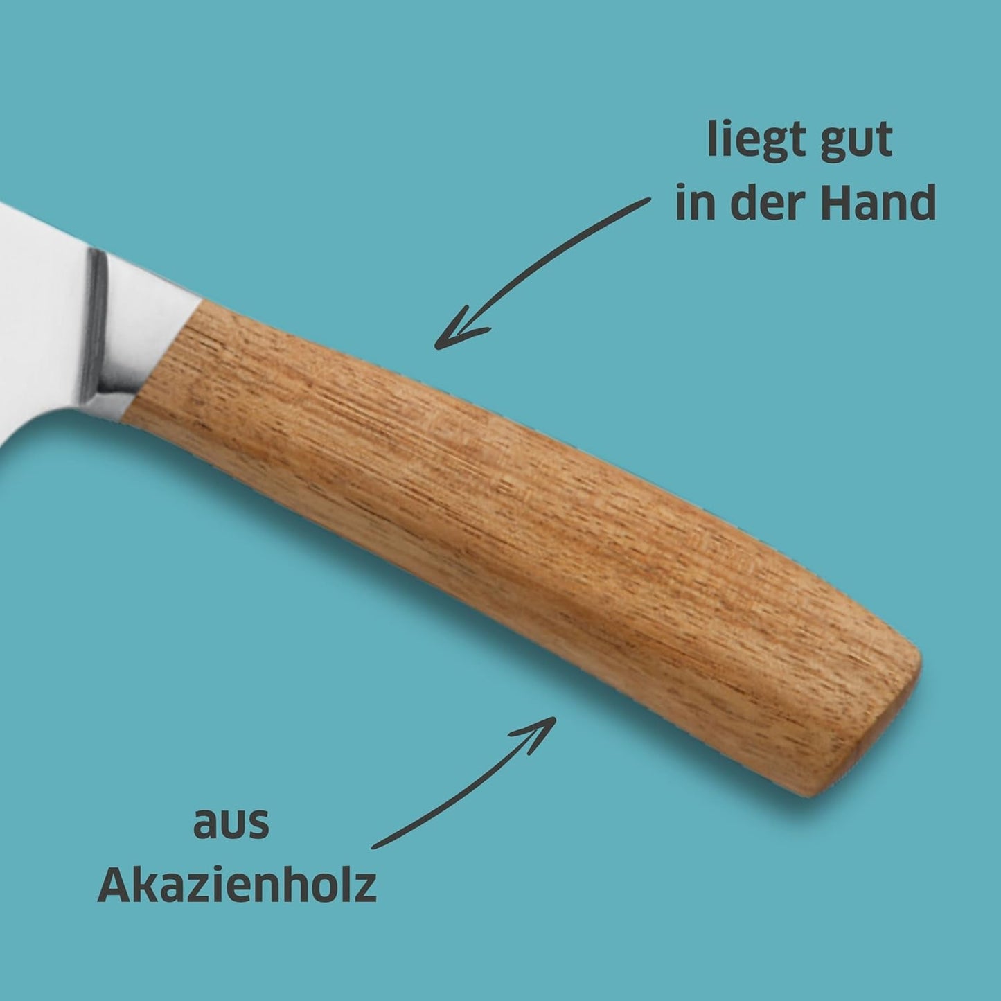 Kochmesser mit Akazienholzgriff, Kochmesser