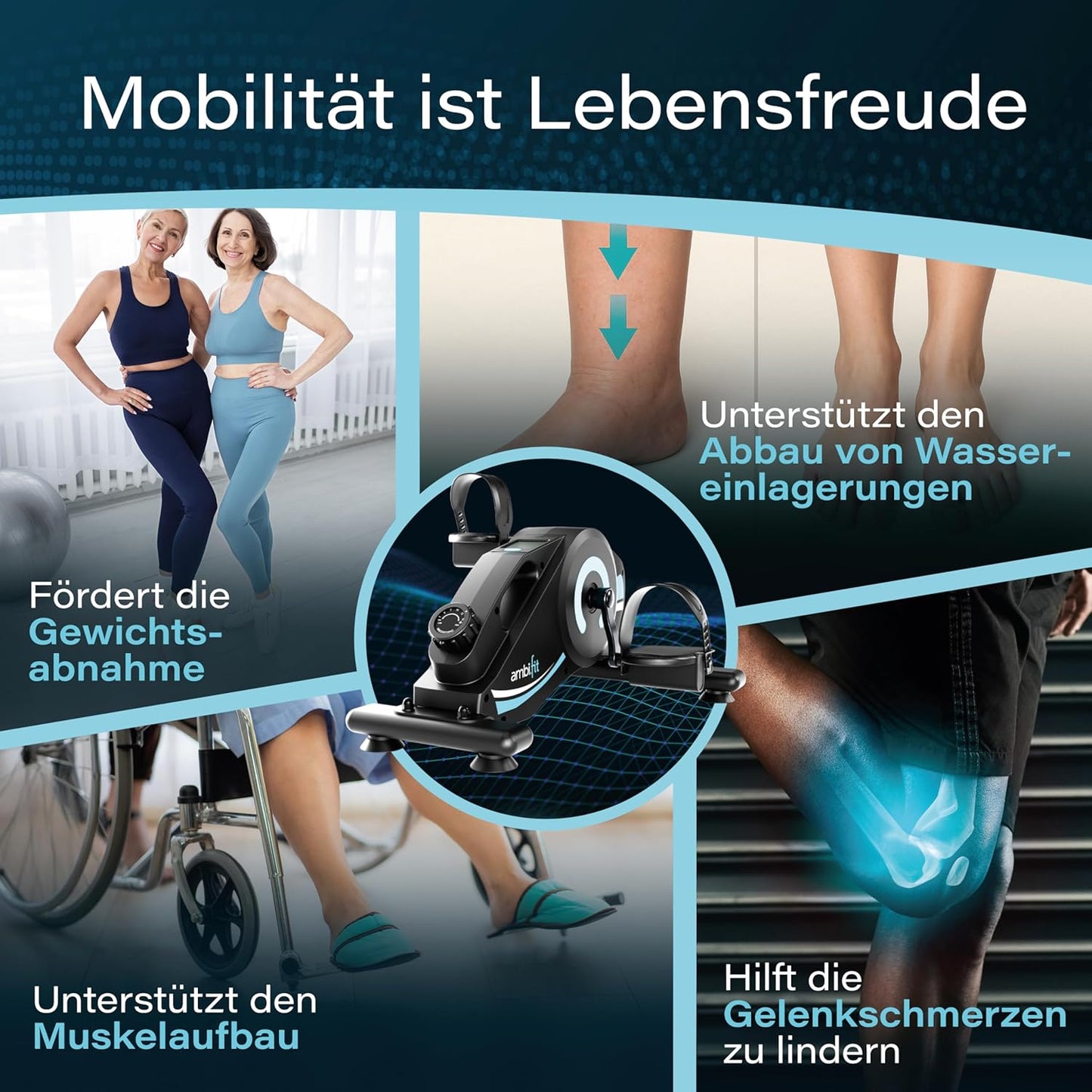 Pedaltrainer Ergometer-Set mit Magnetbremse