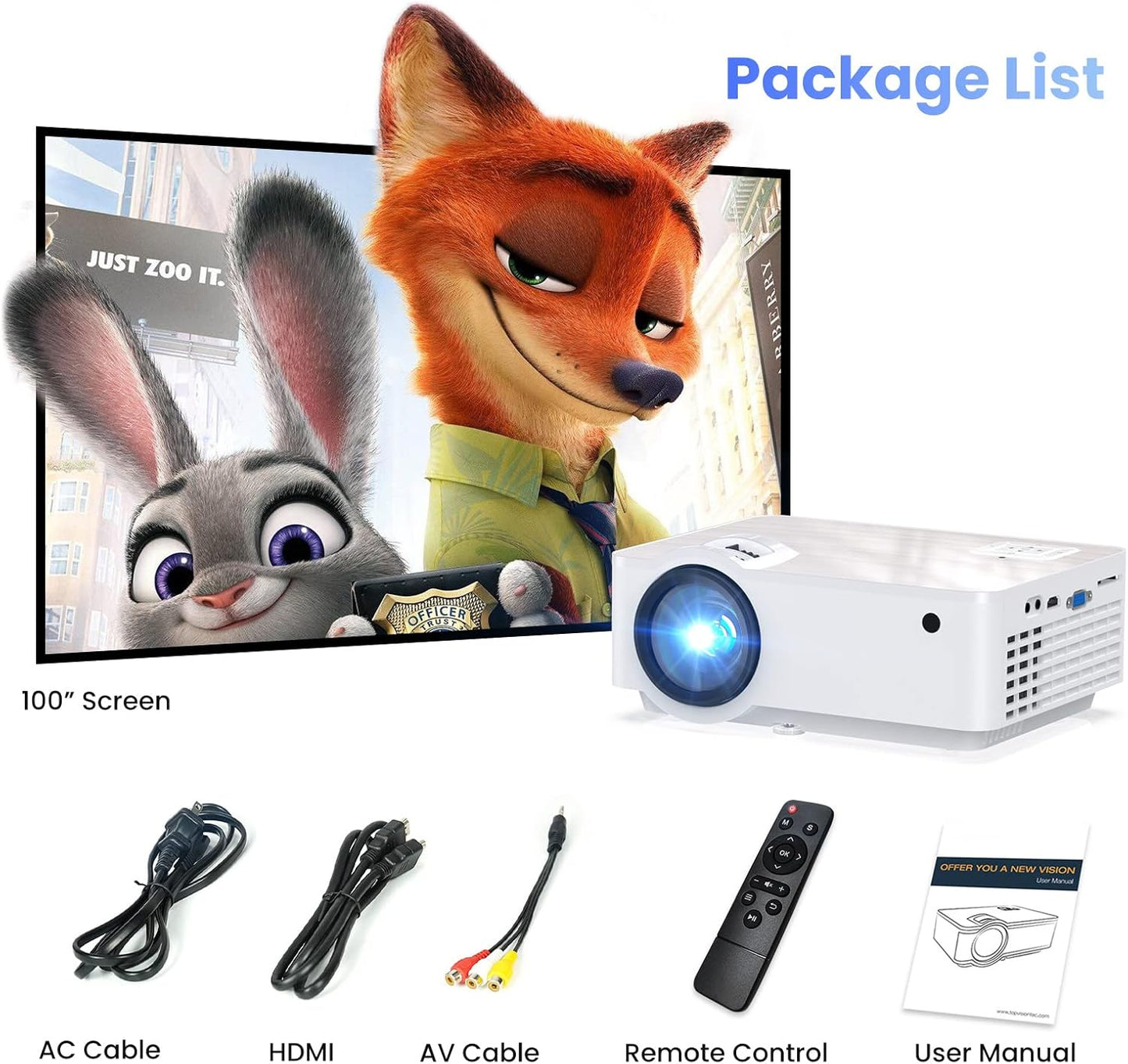 Full HD 1080P Mini Beamer, 9500Lumens