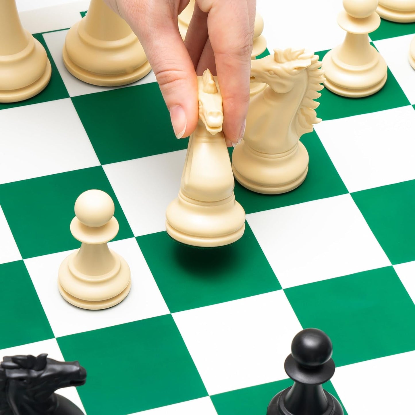 Grosses Schachspiel mit Silikonbrett (faltbar), 4x XL