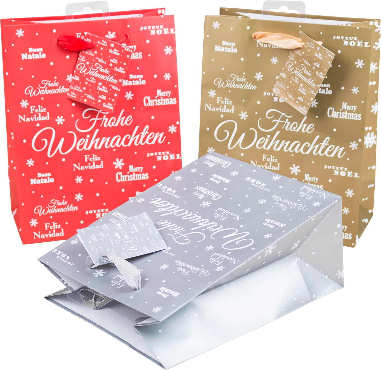 Geschenktaschen-Set mit Glitter-Design, 1 stück (25er Pack) Rot, Gold, Silber