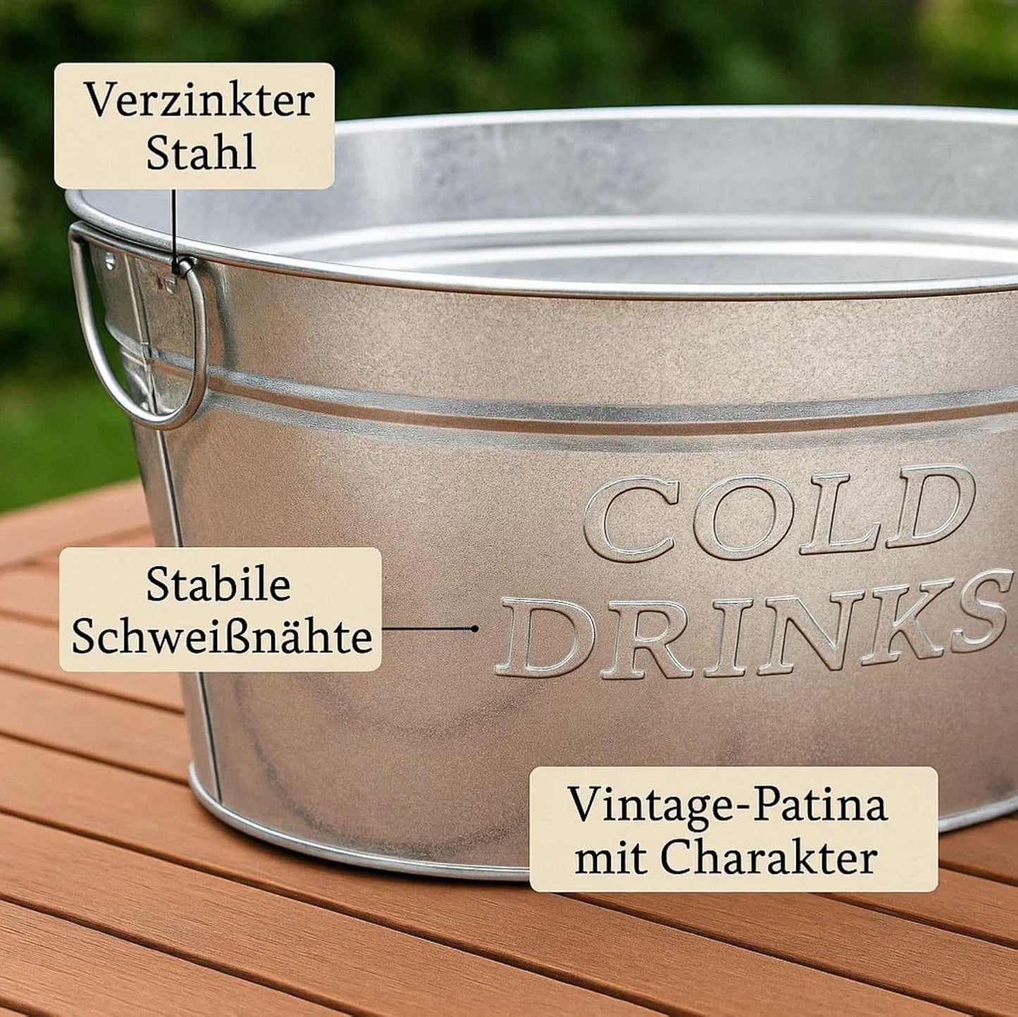 Zinkwanne XXL Getränkekühler 24 Liter