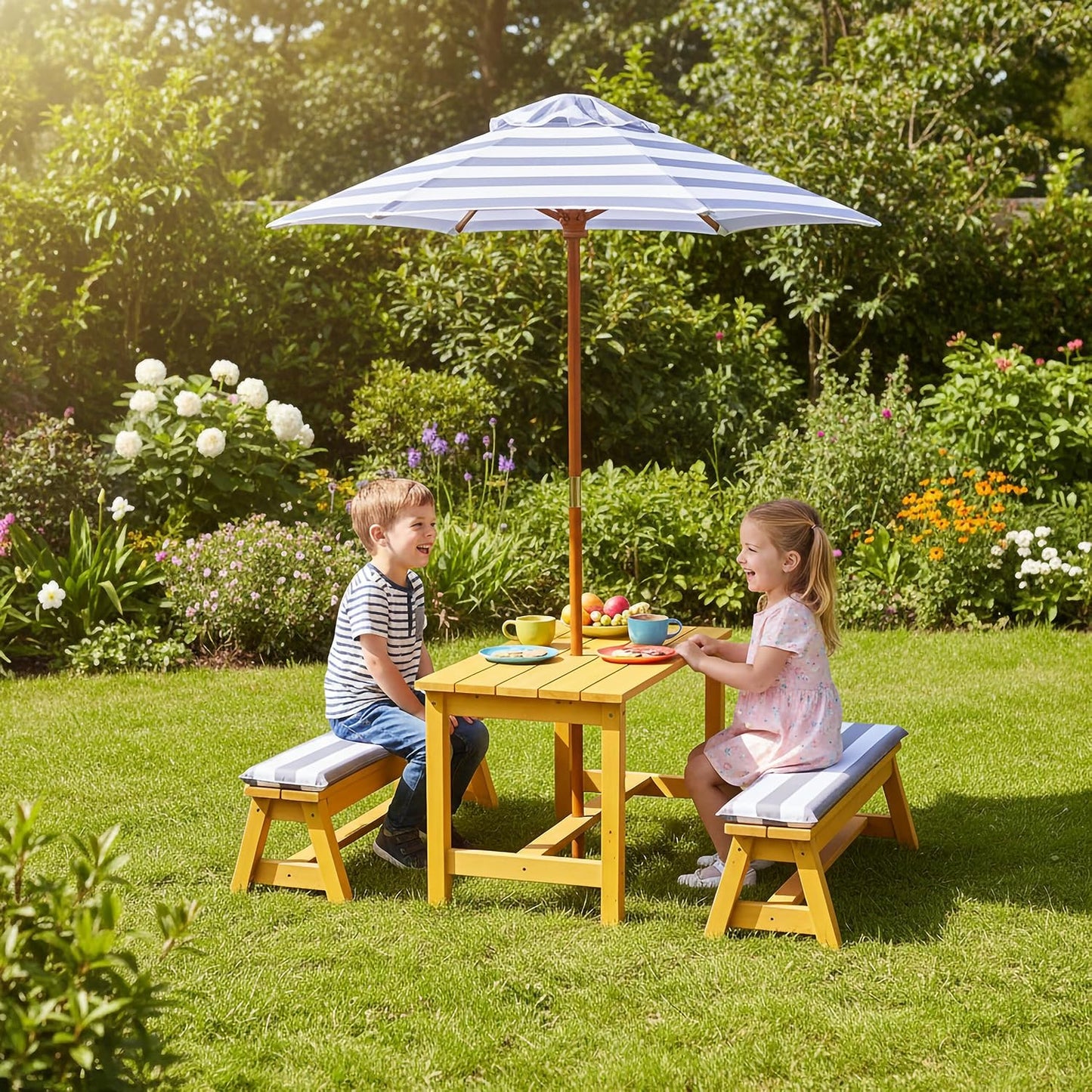 Kindersitzgruppe mit Schirm, Natur