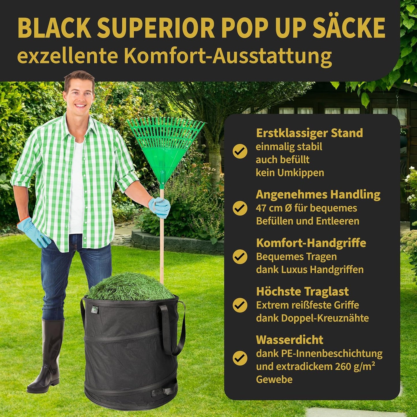 3er-Set Gartensack Black Superior, 85 Liter 3x